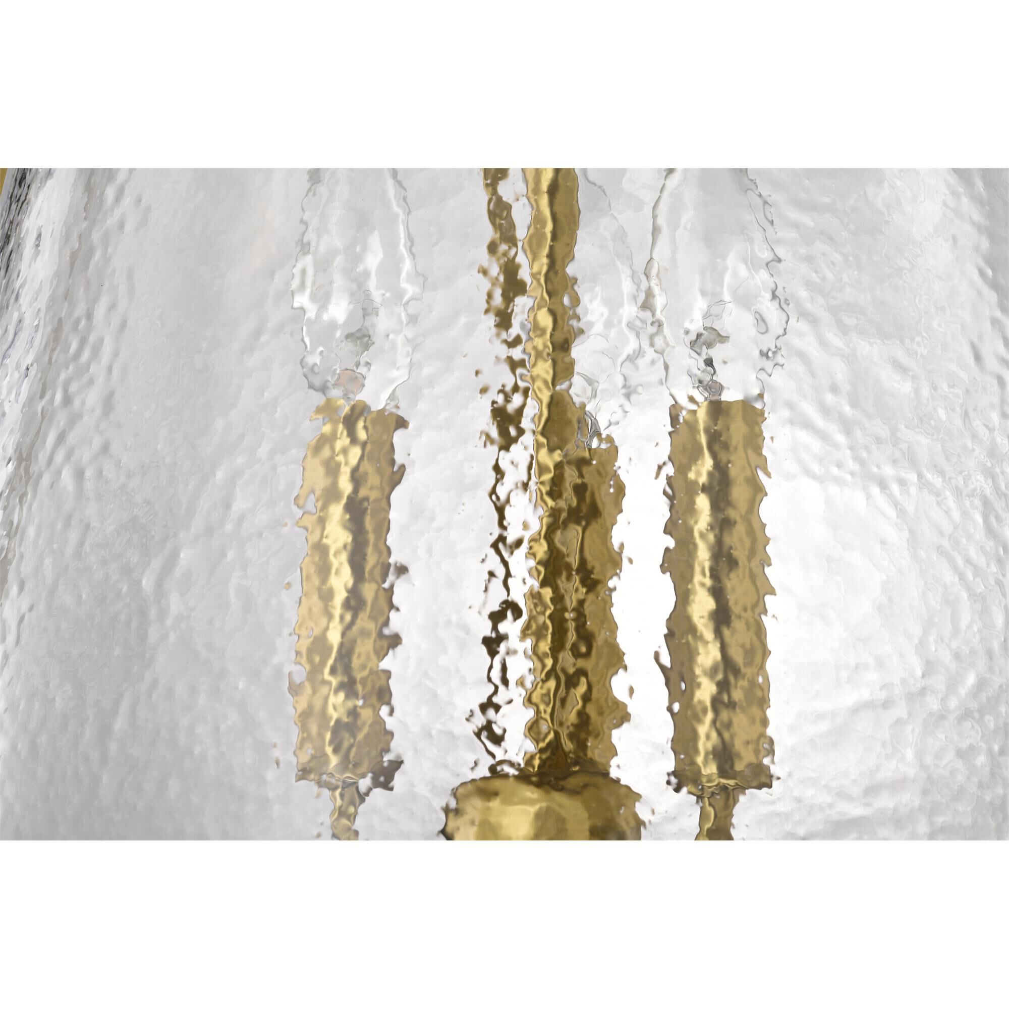 Shown in Vintage Brass finish and Hammered glass