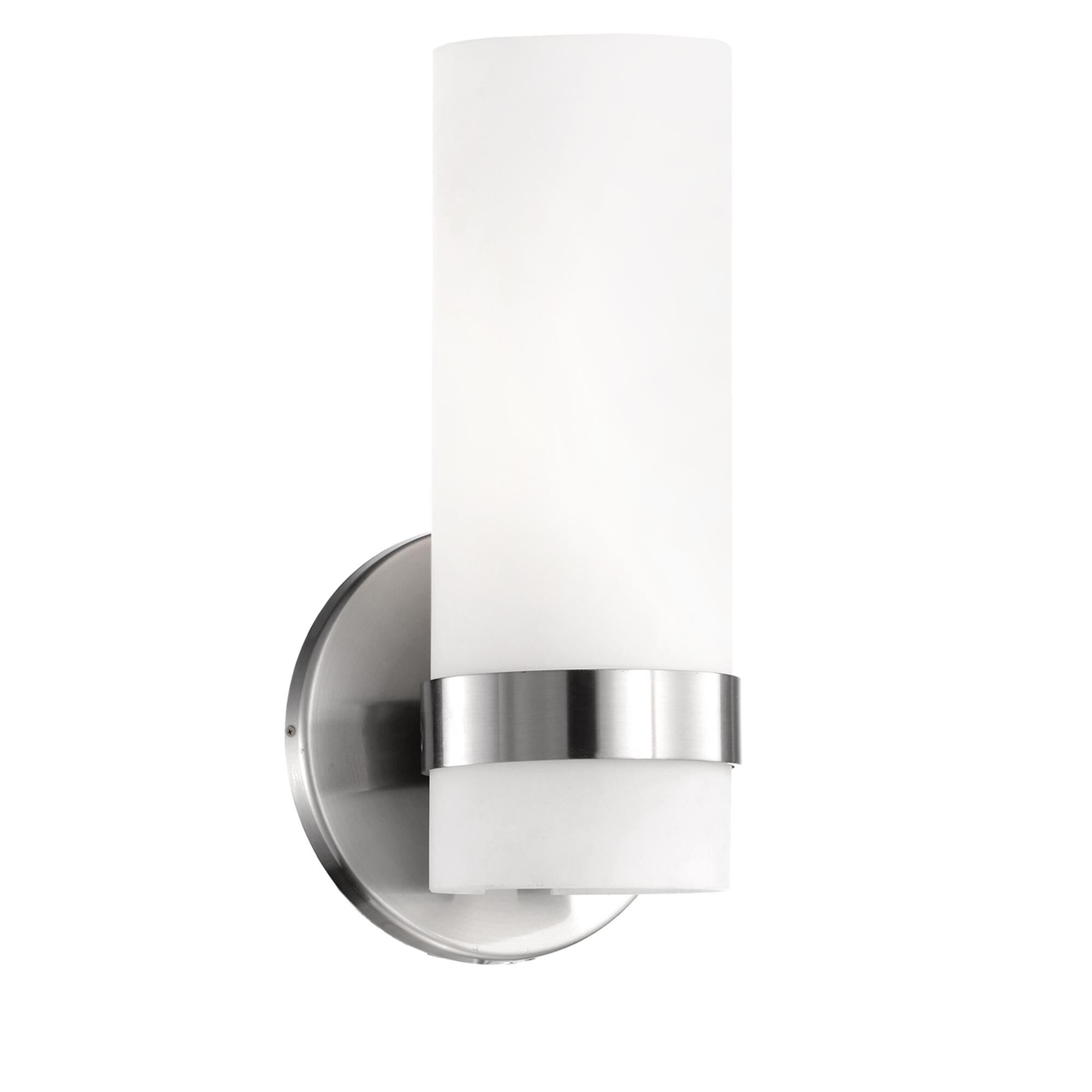 Shown in Brushed Nickel finish and White Opal glass