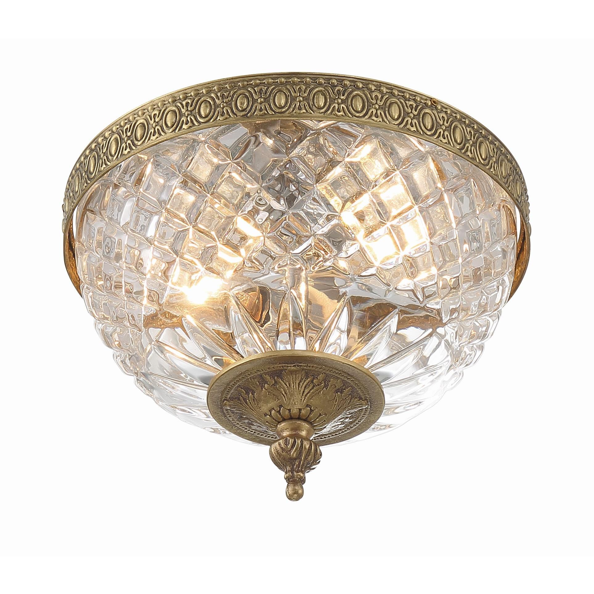Shown in Olde Brass finish and Lead Crystal glass and Lead Crystal shade