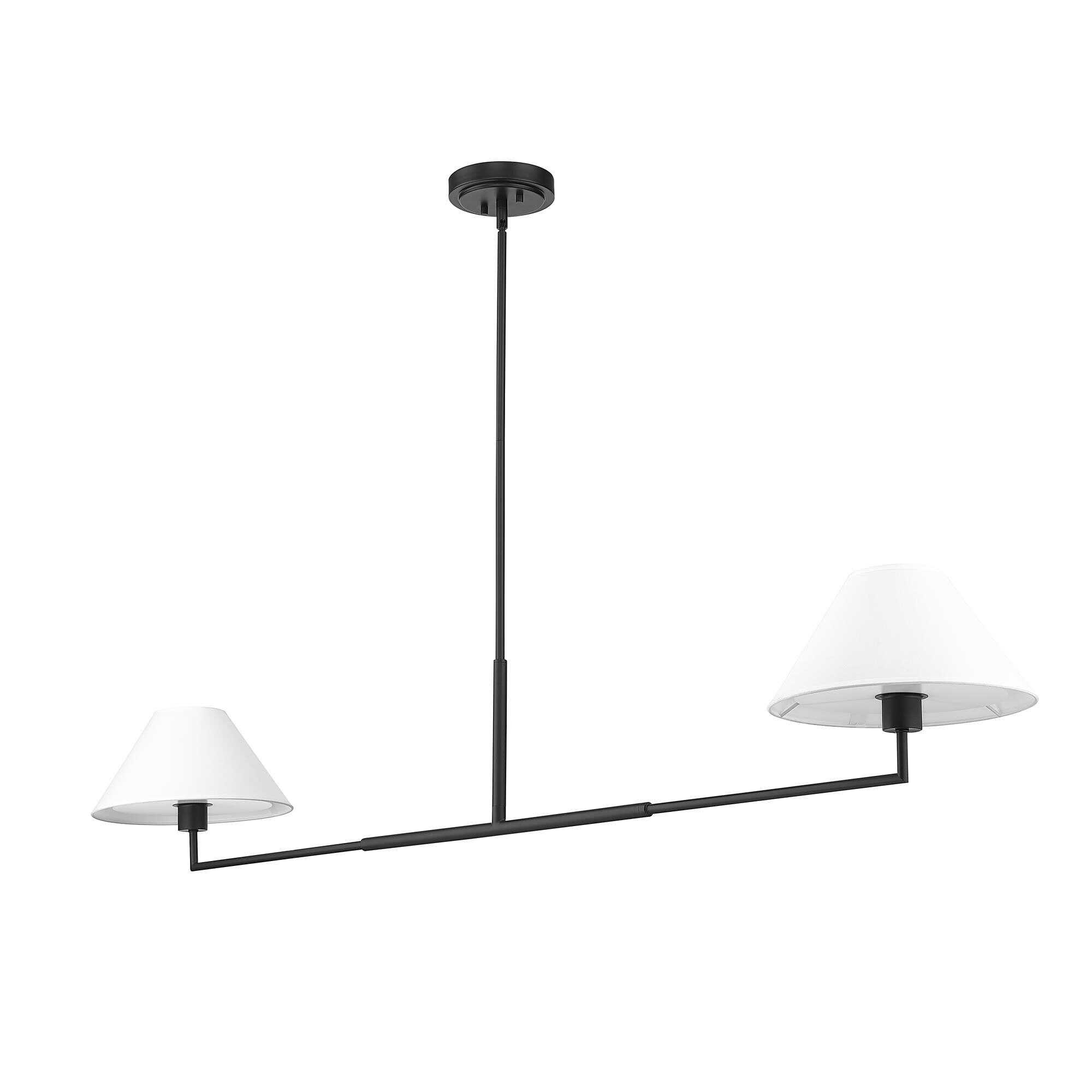 Shown in Matte Black finish and White Linen shade