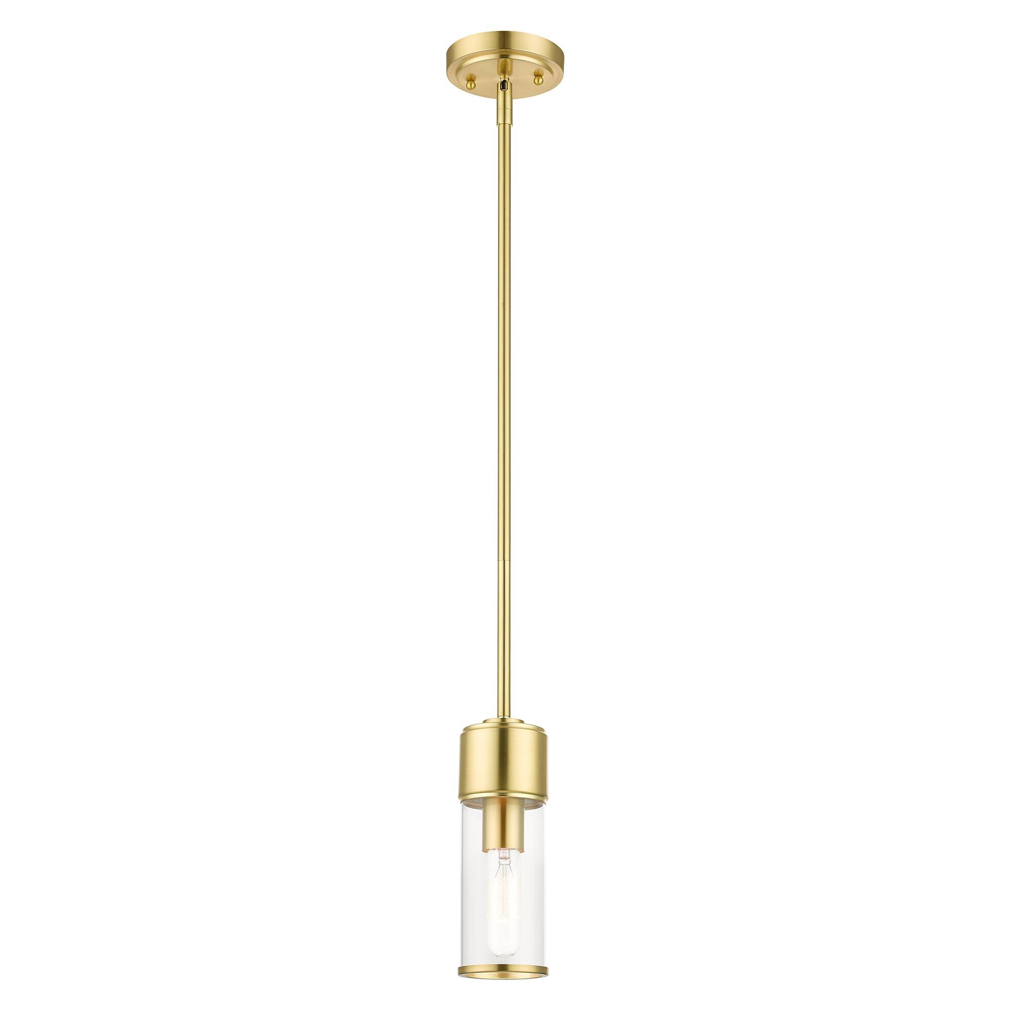 Shown in Satin Brass finish and Clear  glass
