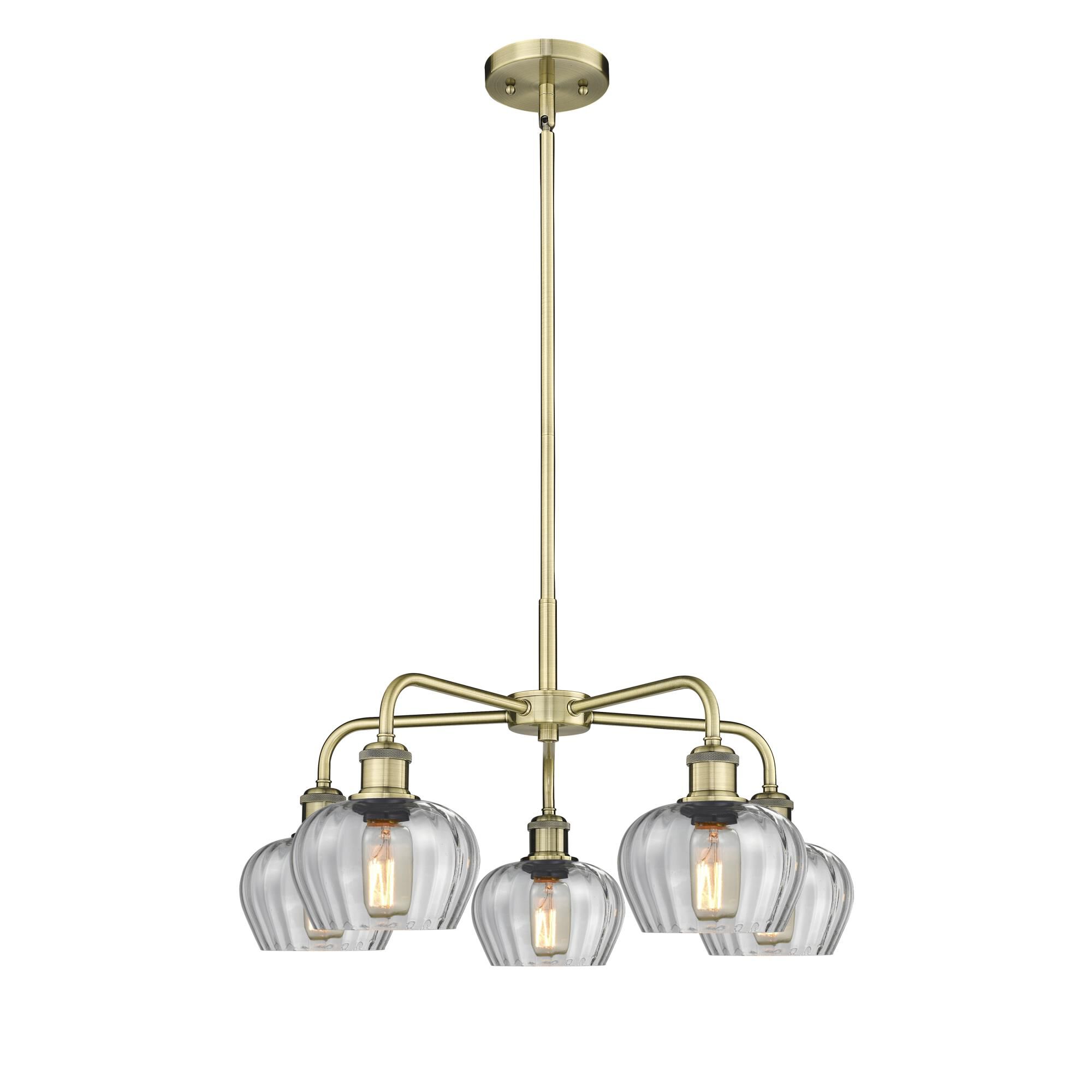 Shown in Antique Brass finish and Clear glass