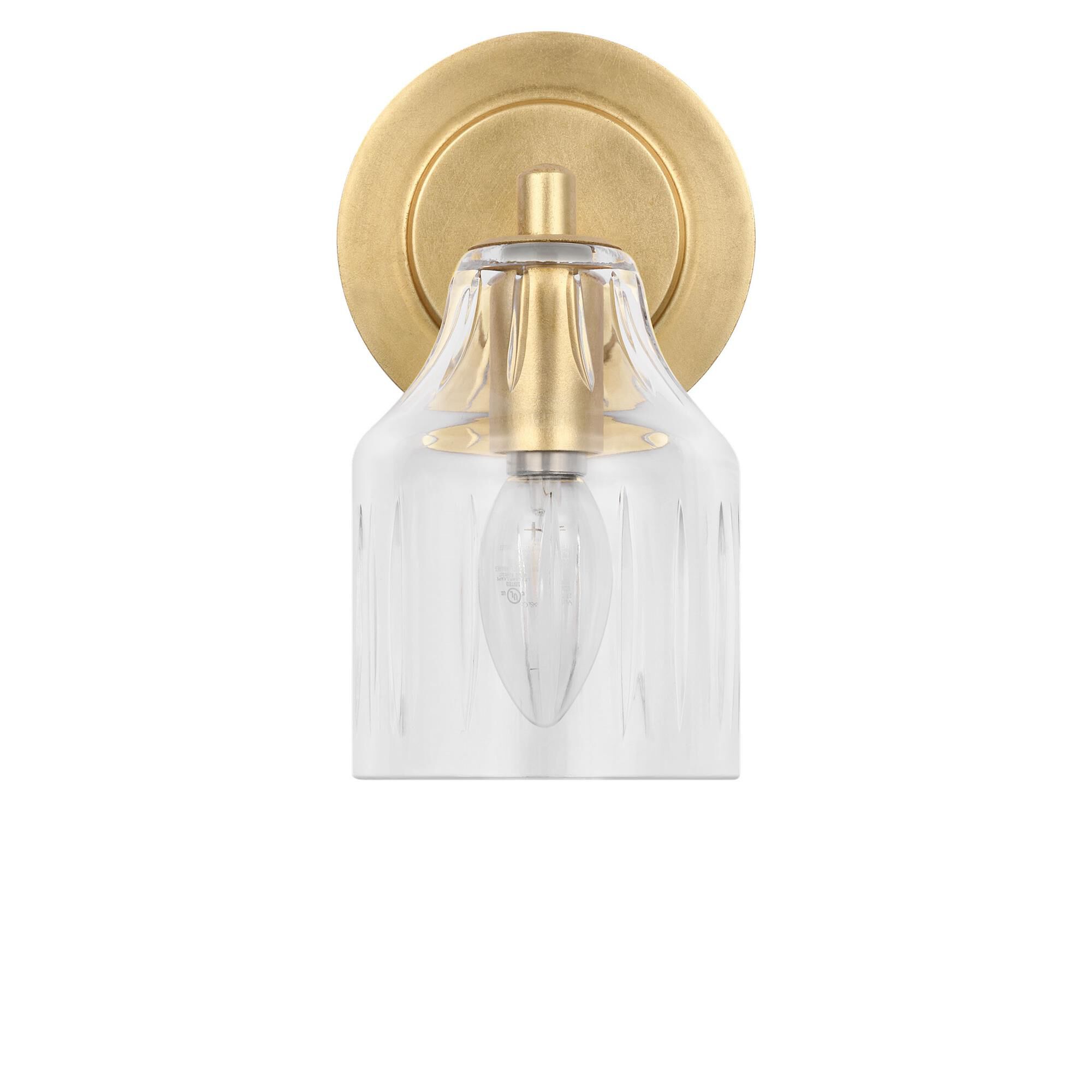Shown in Gild finish and Hand Cut Clear glass