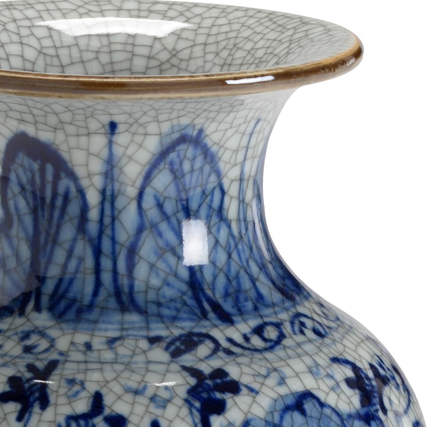 Shown in Blue On White Crackle Glaze finish