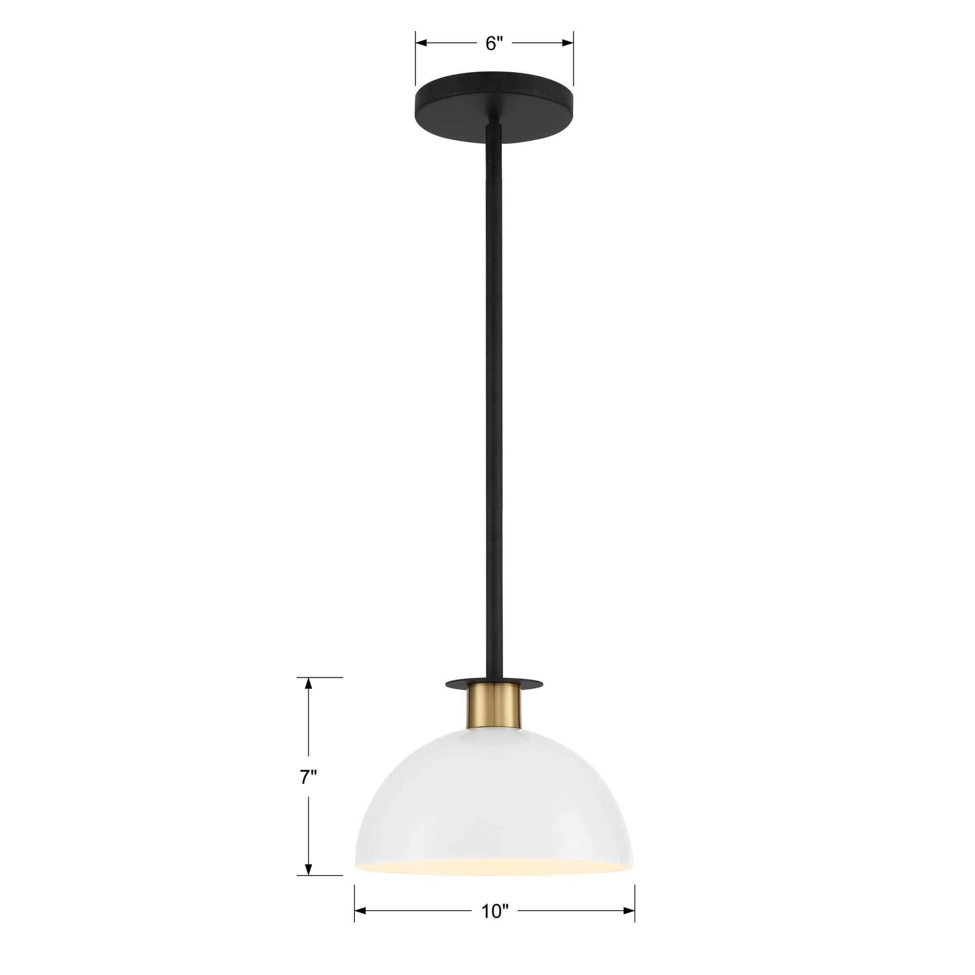 Shown in Matte Black and Aged Brass finish and Metal shade