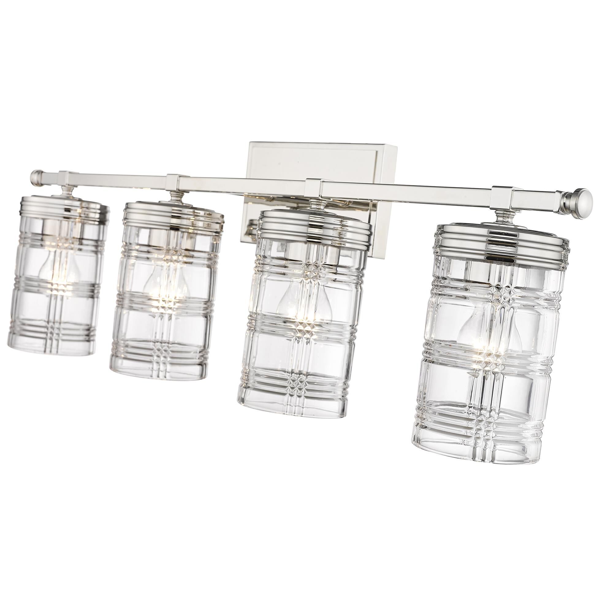 Shown in Polished Nickel finish and Clear glass