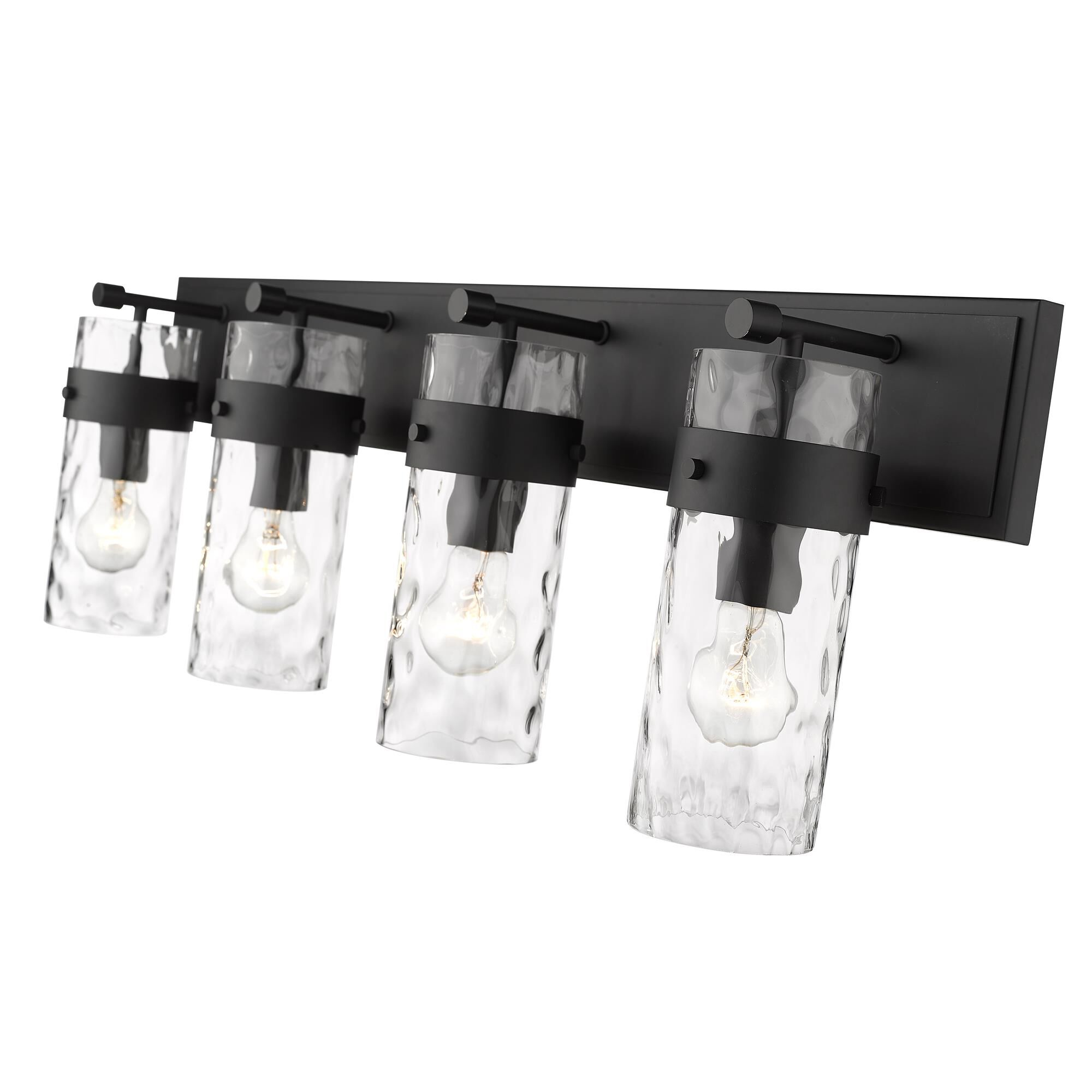 Shown in Matte Black finish and Glass shade