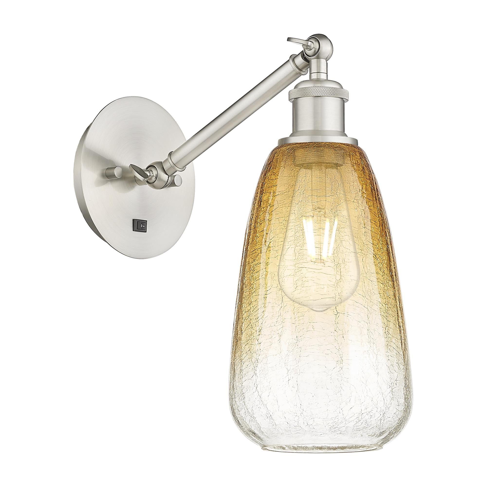 Shown in Brushed Satin Nickel finish and Amber glass