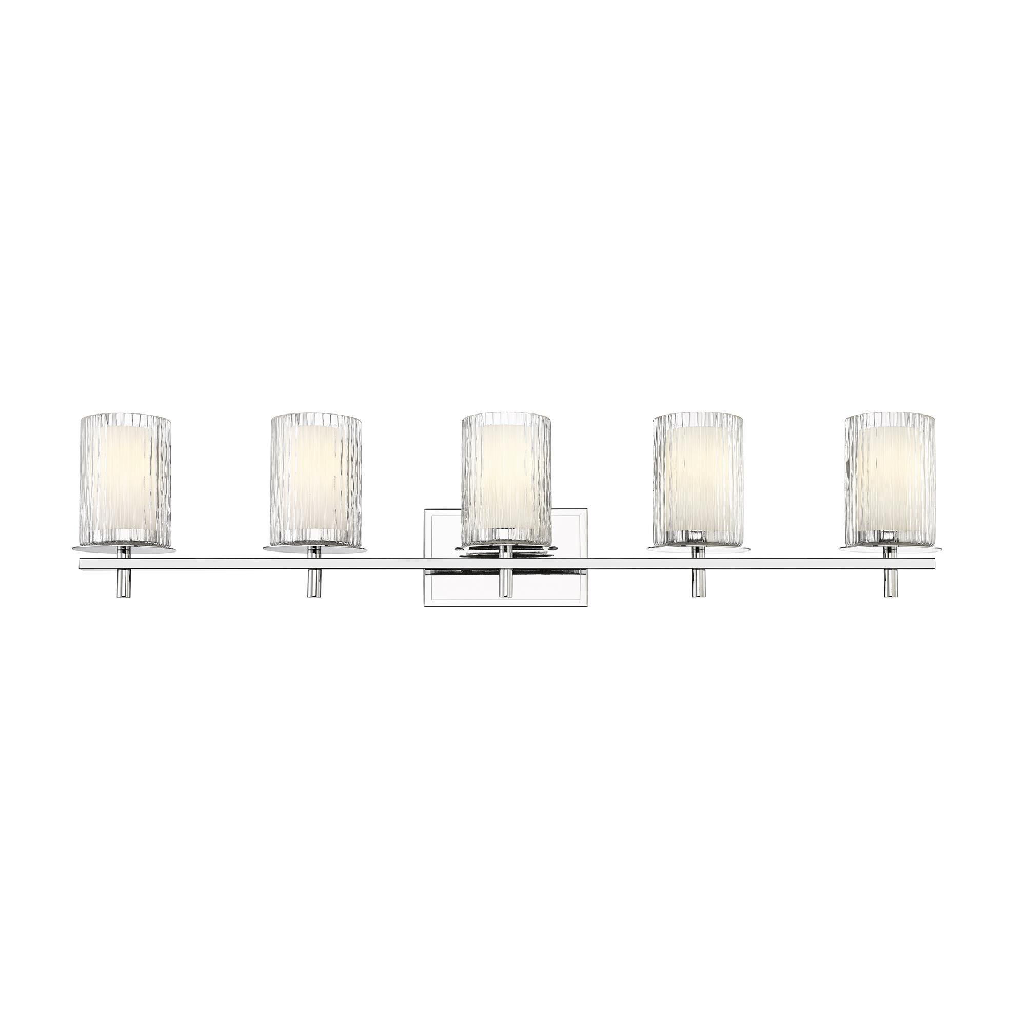 Shown in Chrome finish and Clear + Etched Opal glass and Clear + Etched Opal shade