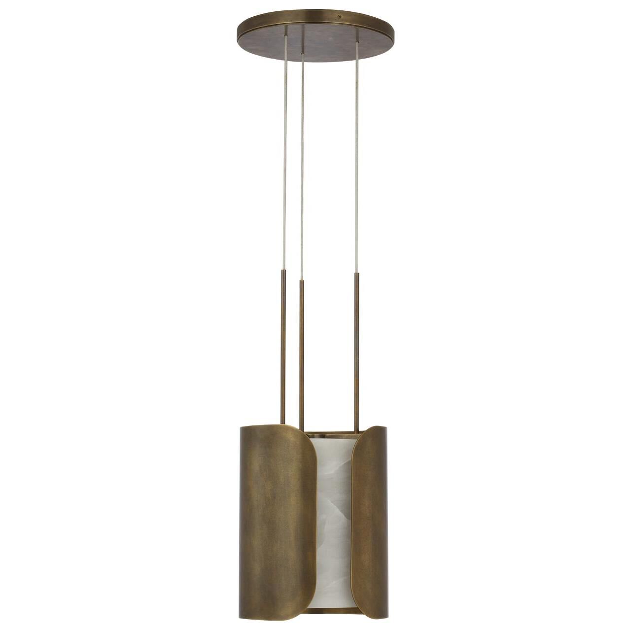 Shown in Mottled Brass finish and Alabaster shade