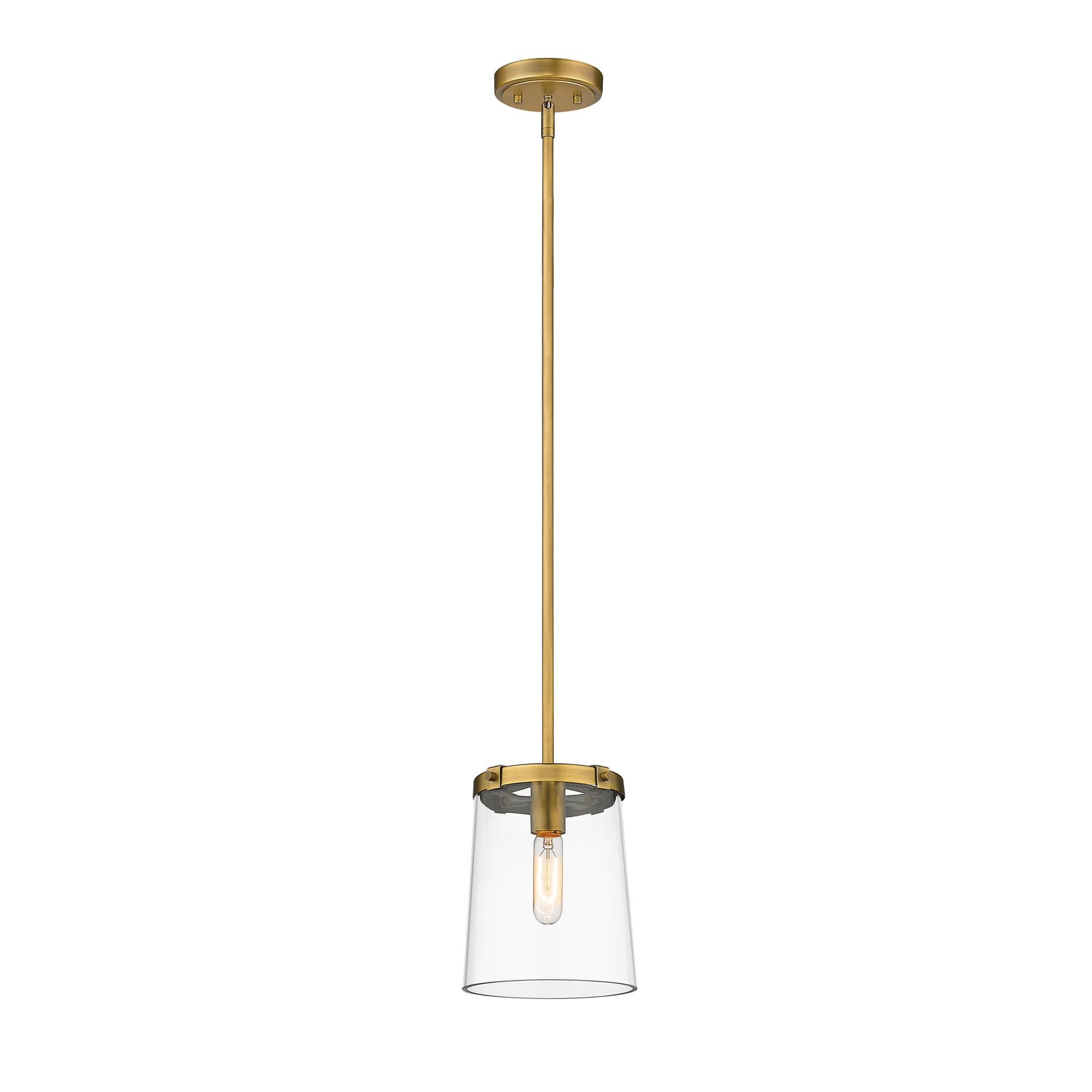 Shown in Rubbed Brass finish and Glass shade