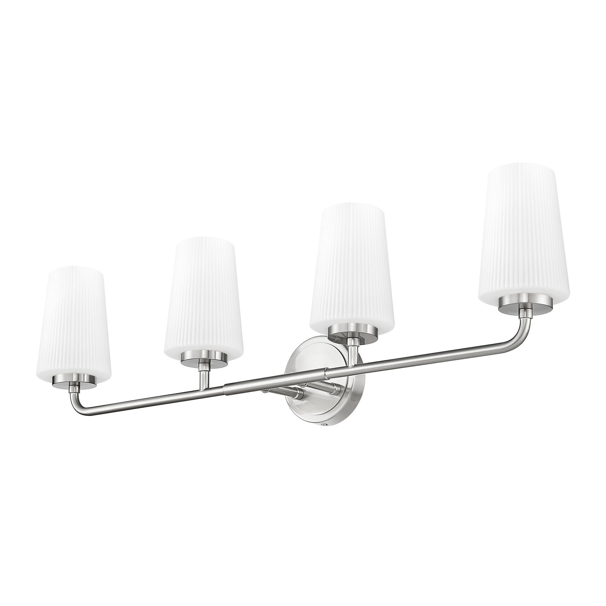 Shown in Brushed Nickel finish and Matte Opal glass and Matte Opal shade