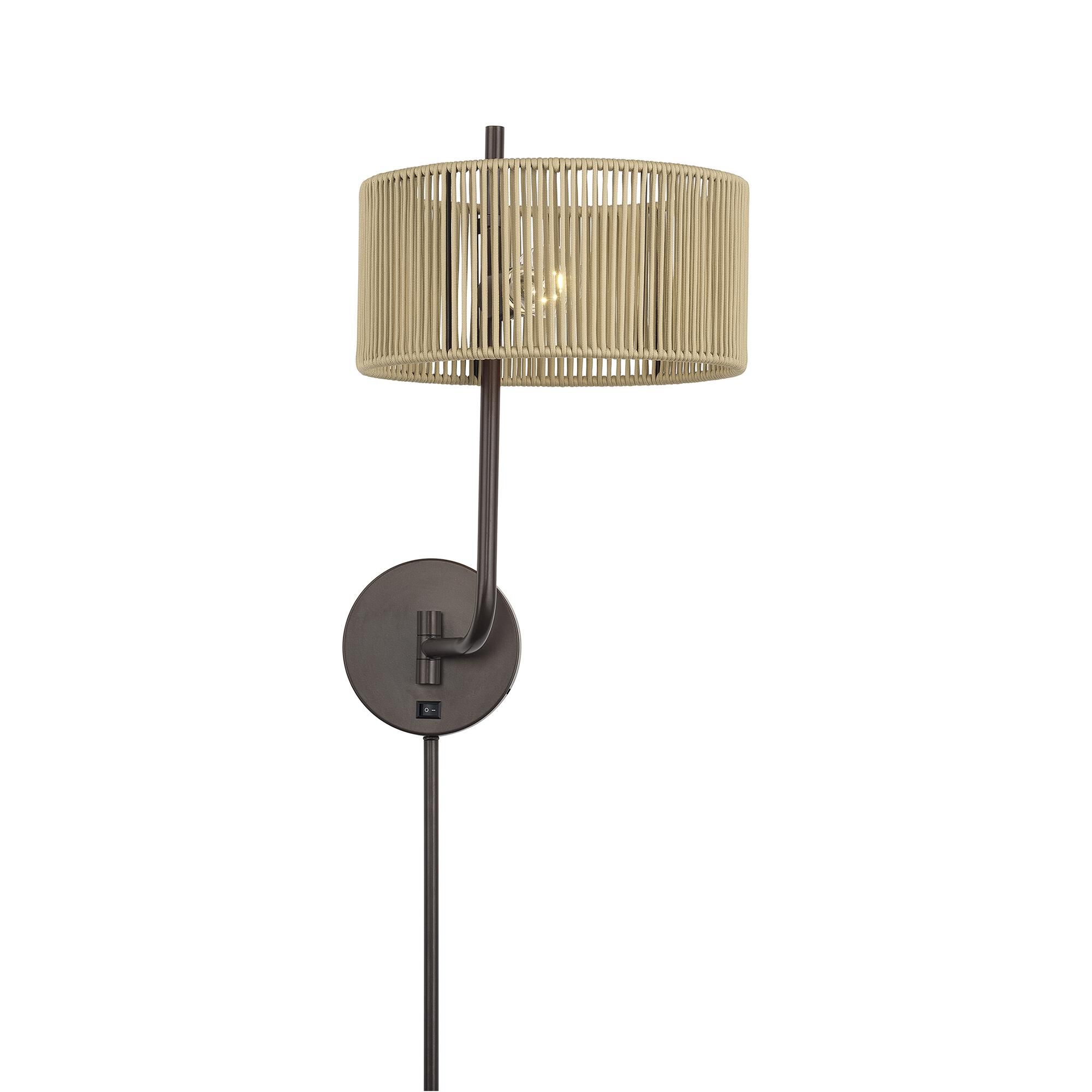 Shown in English Bronze finish and Hand-Woven Venetian Gold Color Polyester Rope shade