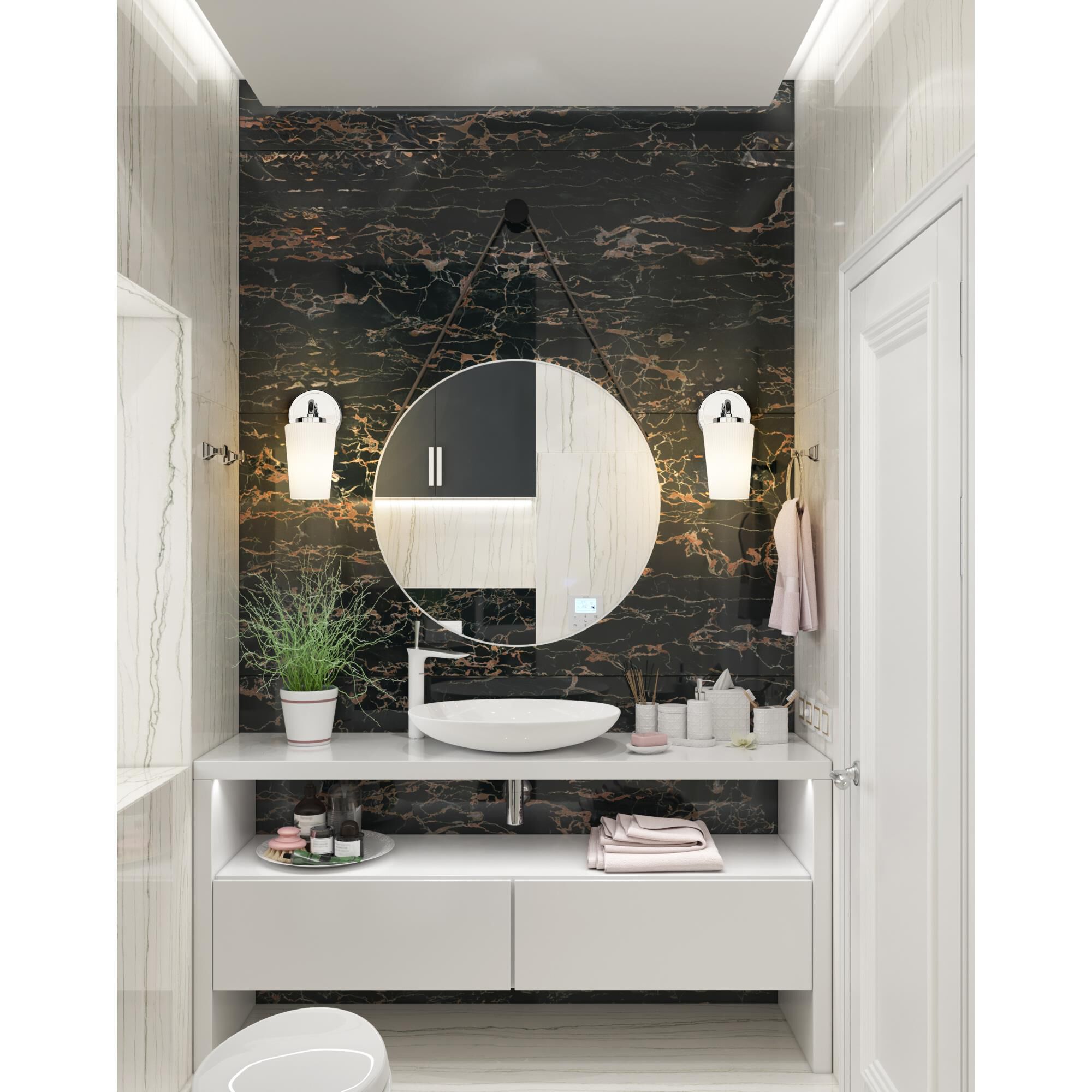 Shown in Chrome finish and Matte Opal glass and Matte Opal shade