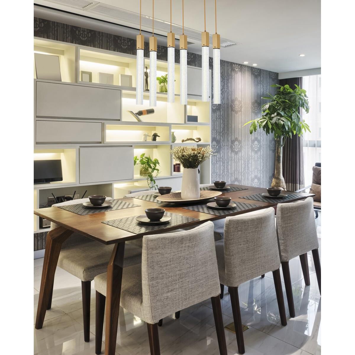 Weston 32 Inch 6 Light LED Linear Suspension Light by Elegant Lighting