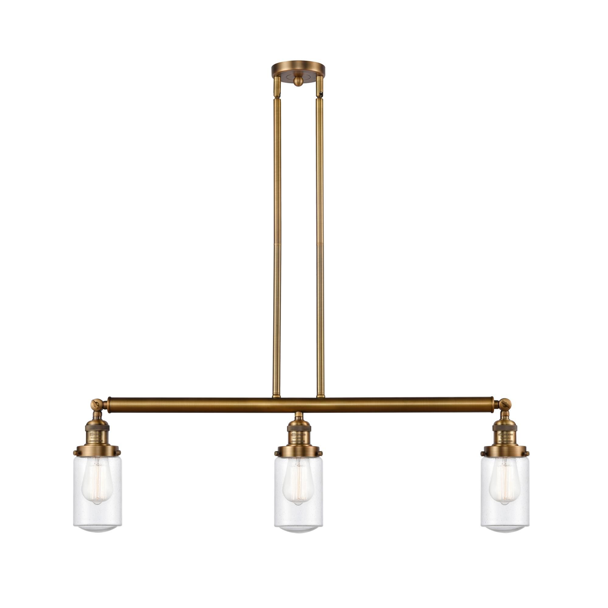 Shown in Brushed Brass finish and Seedy Dover glass