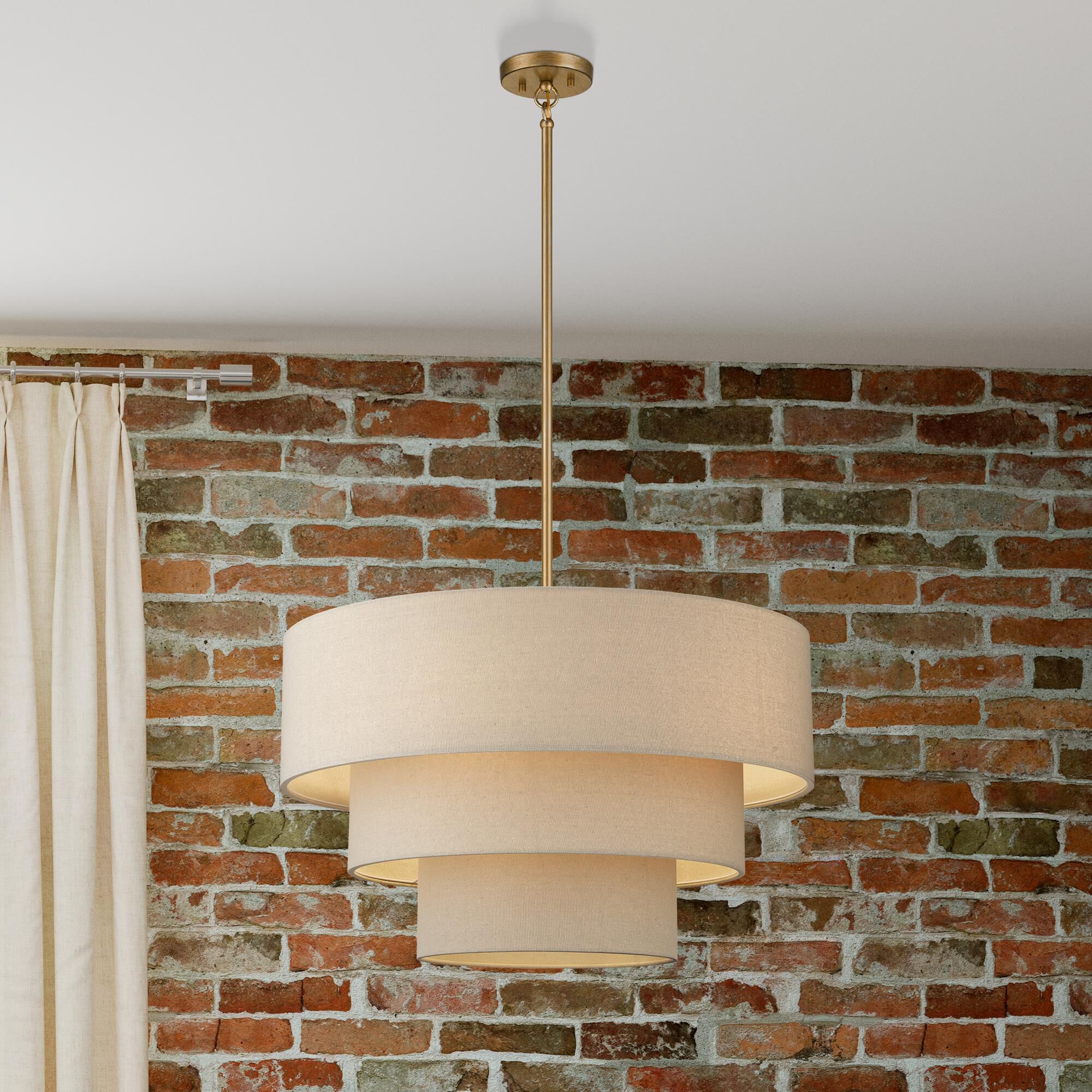 Shown in Antique Gold Leaf finish and Hand Crafted Parchment Color Hardback Fabric shade