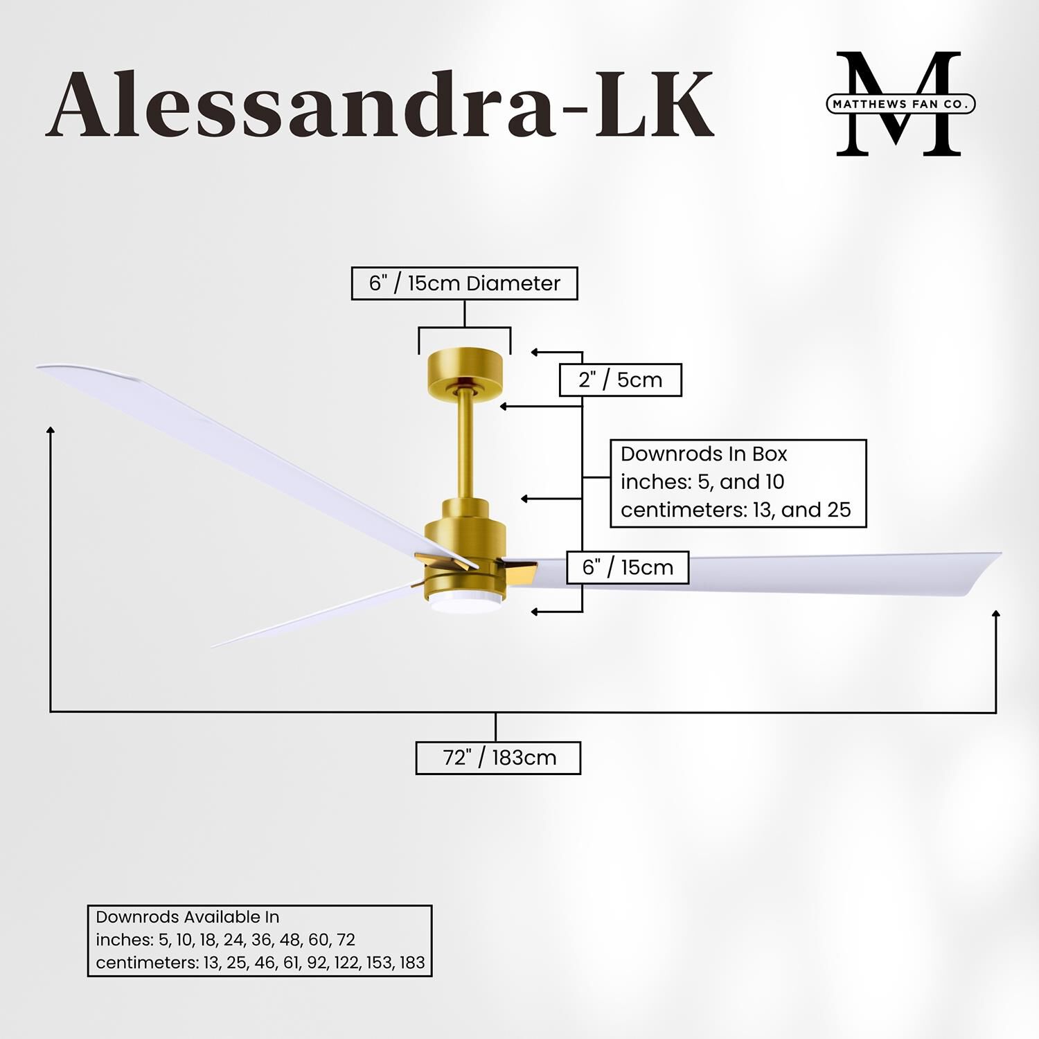 Alessandra 72 Inch Ceiling Fan by Matthews Fan Company