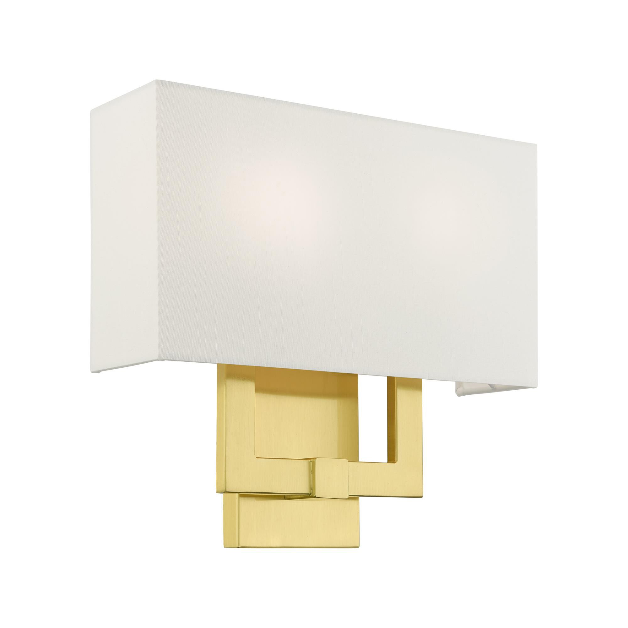 Shown in Satin Brass finish and Hand Crafted Hardback  Completely Finished With Off-White Color Fabric Outside and Inside shade