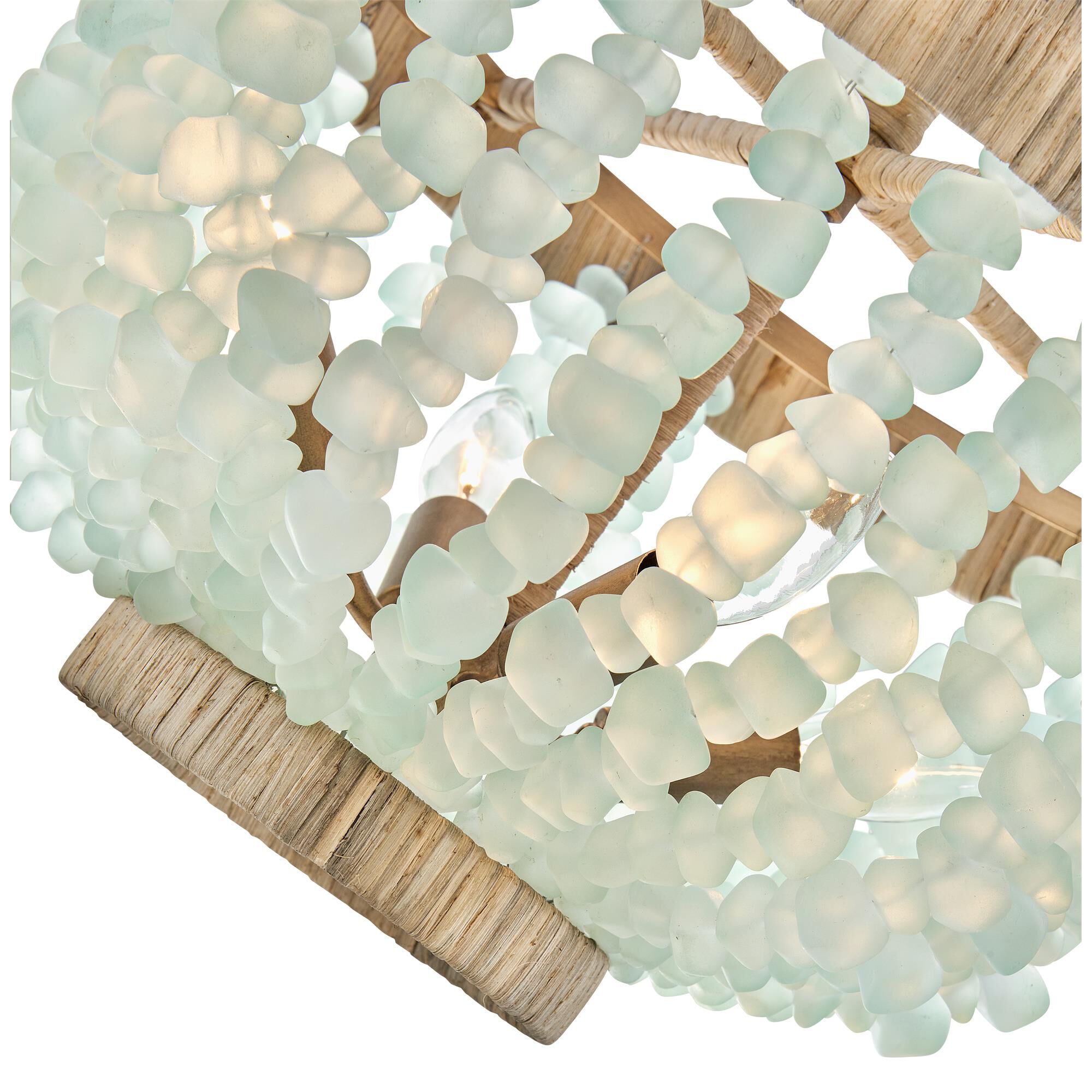 Shown in Burnished Gold finish and Blue Sea glass
