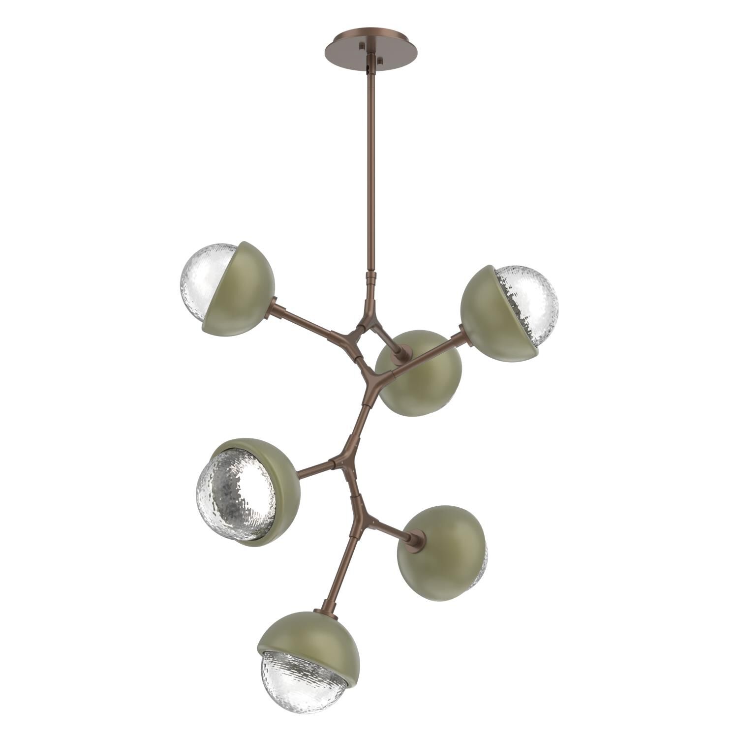 Shown in Burnished Bronze finish and Clear glass and Sage Green accent