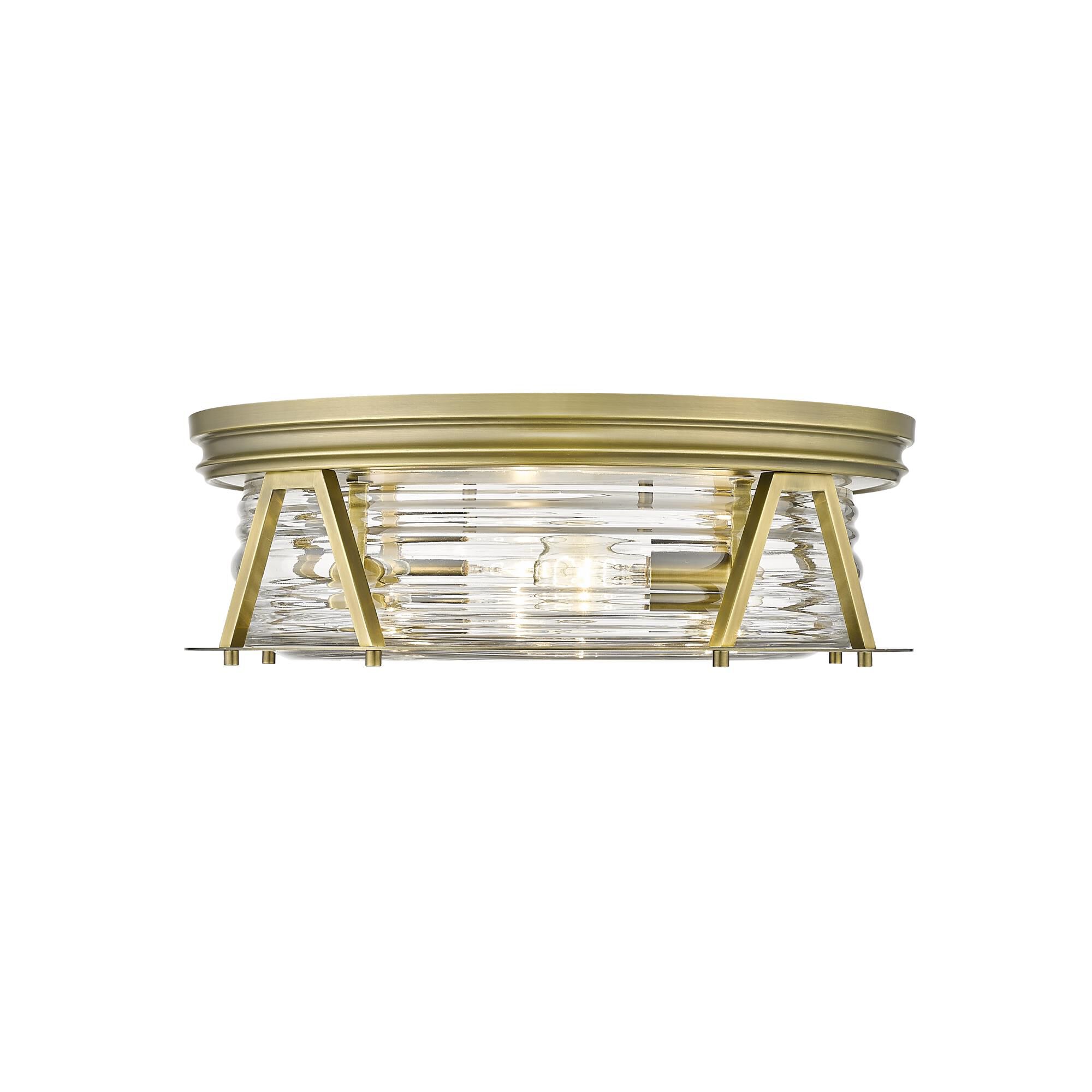 Shown in Rubbed Brass finish and Glass shade