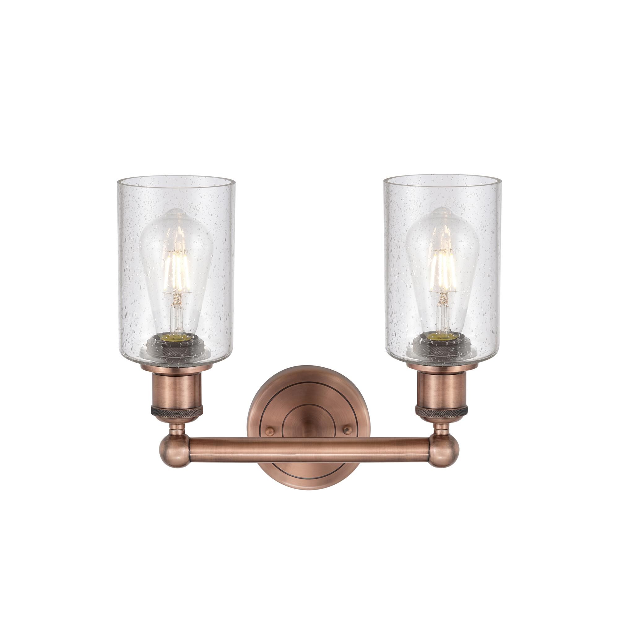 Shown in Antique Copper finish and Seedy glass