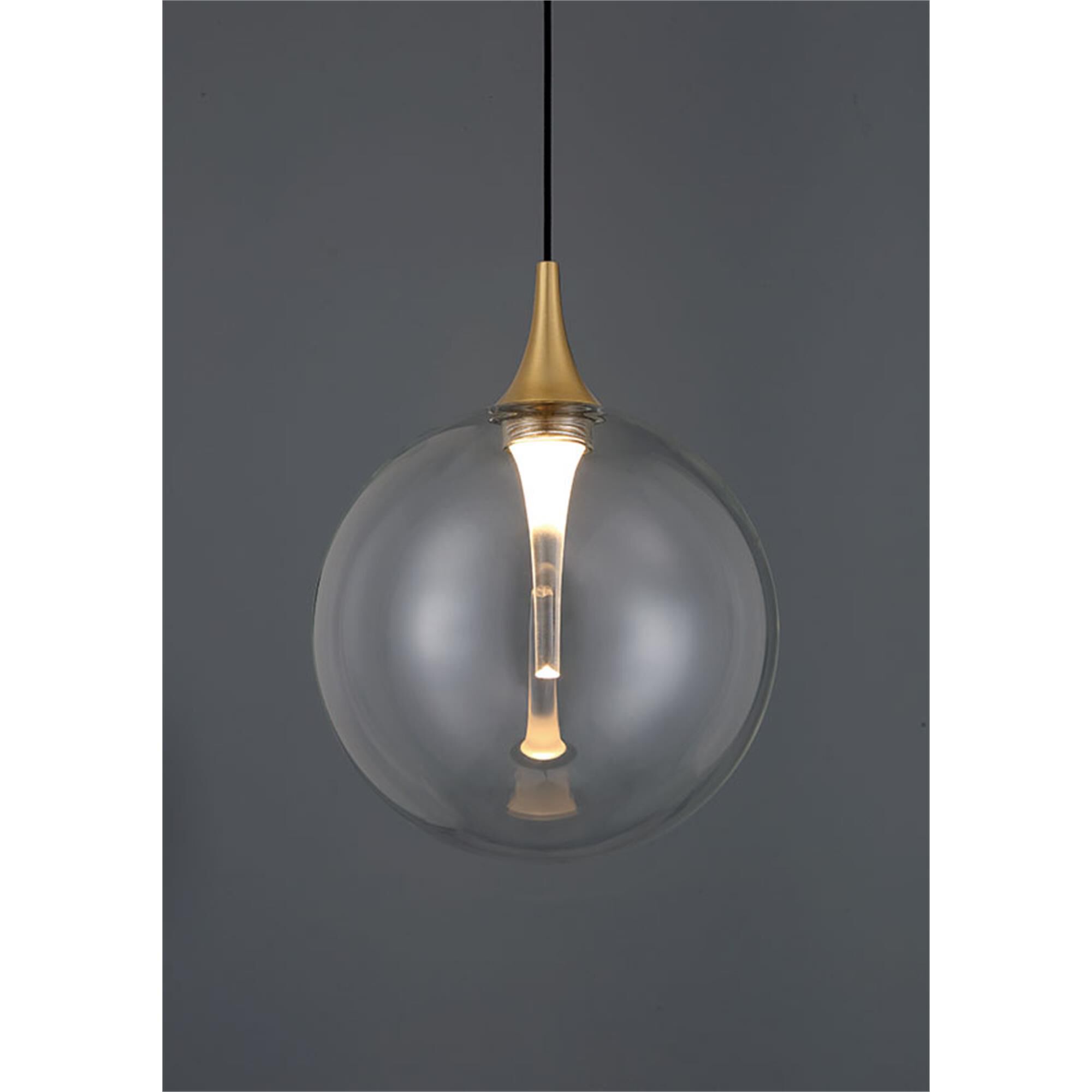 Shown in Gold finish and Clear glass