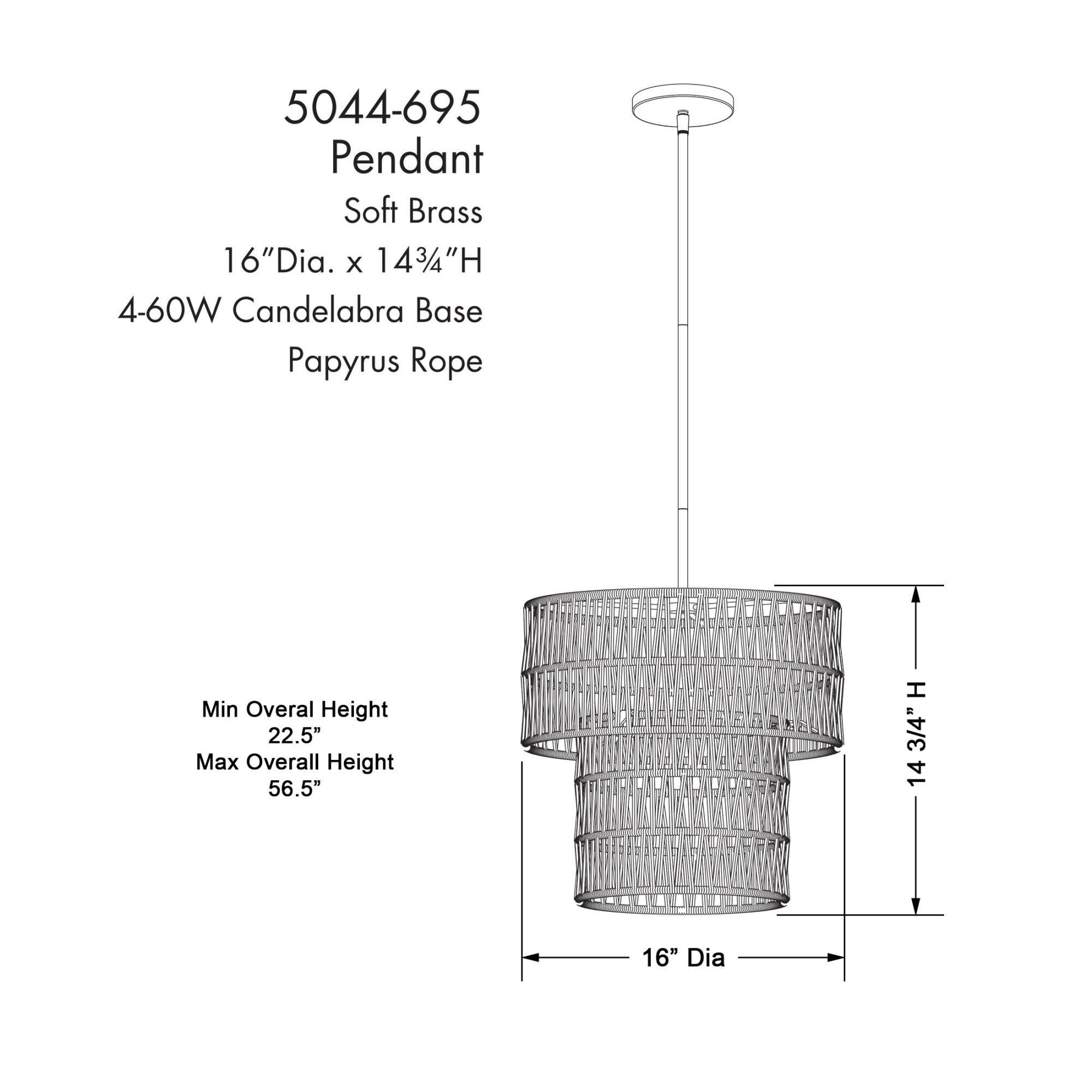 Shown in Soft Brass finish and Papyrus Rope shade