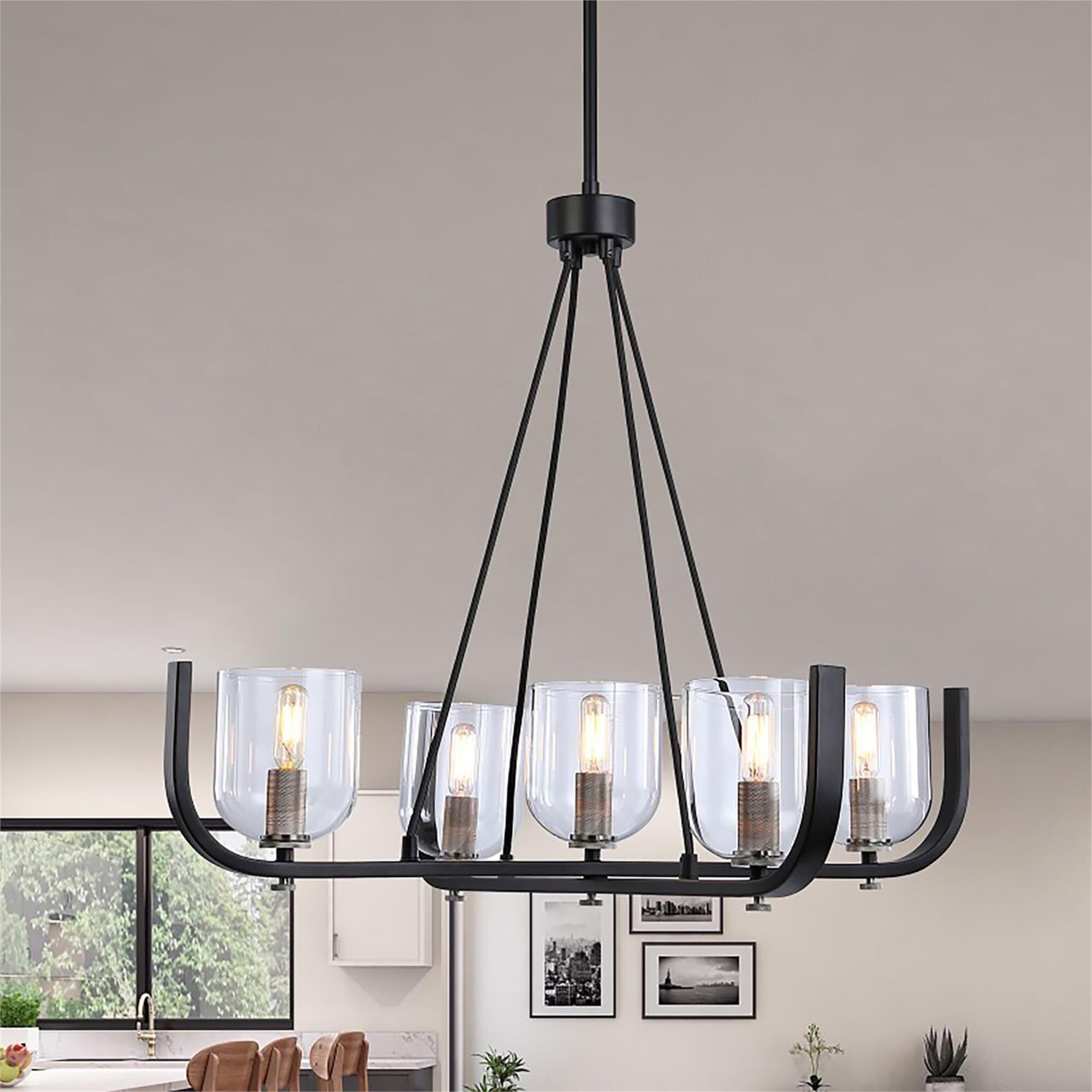 Shown in Black and Nickel finish and Clear glass
