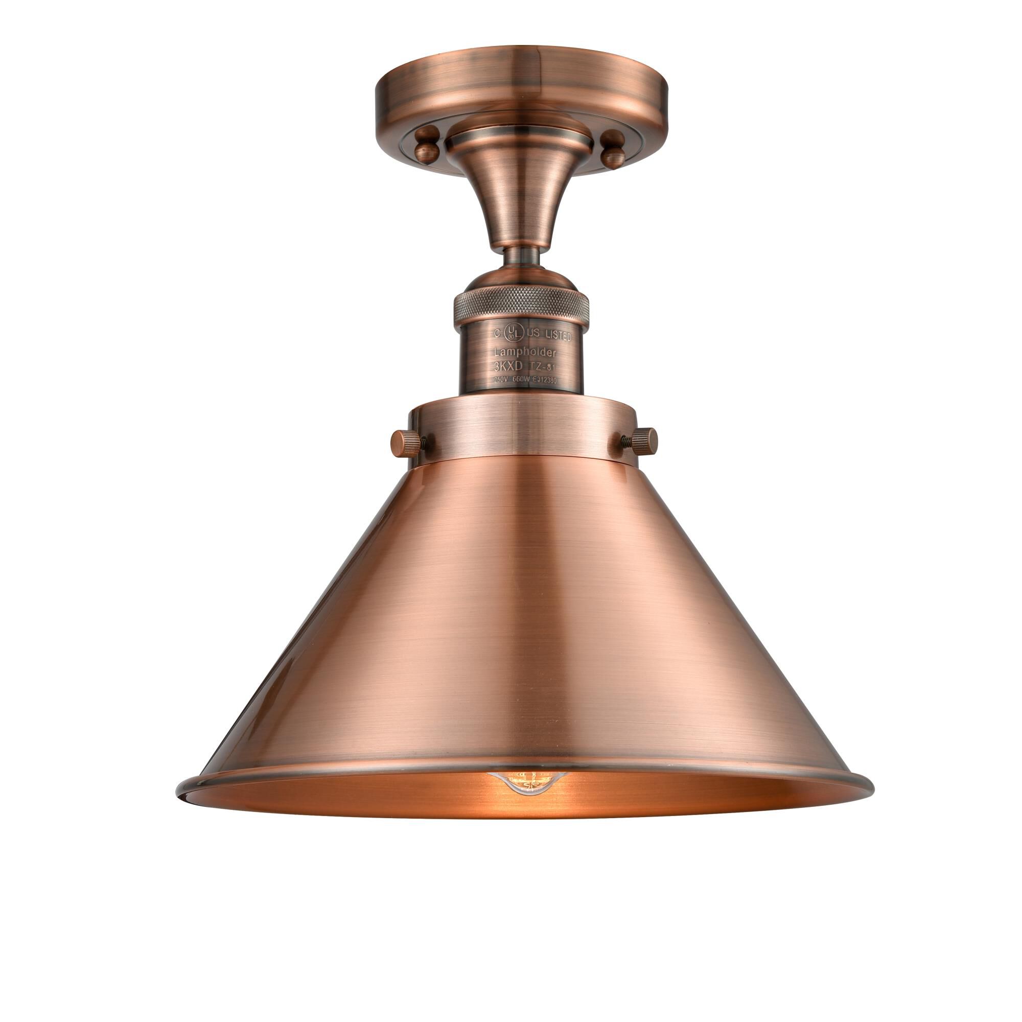 Shown in Antique Copper finish and Antique Copper shade