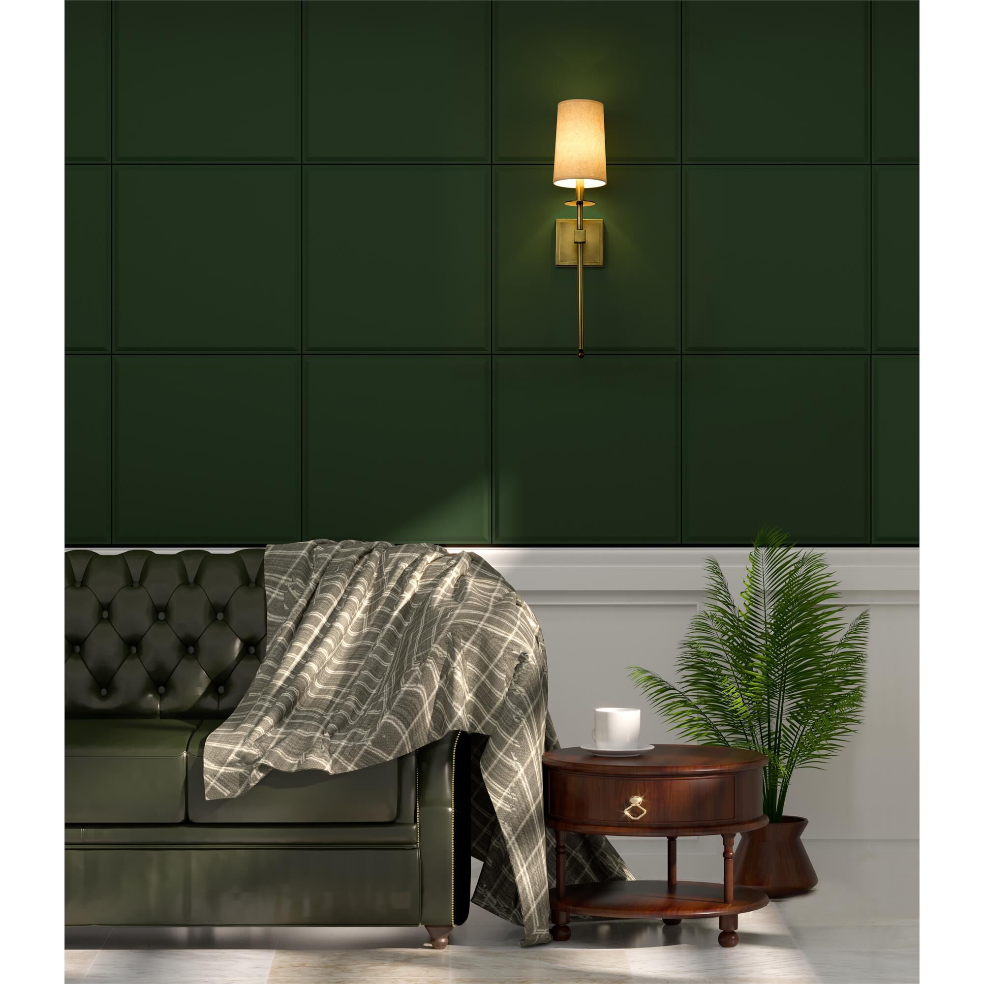 Shown in Rubbed Brass finish and Parchment Paper glass and Parchment Paper shade