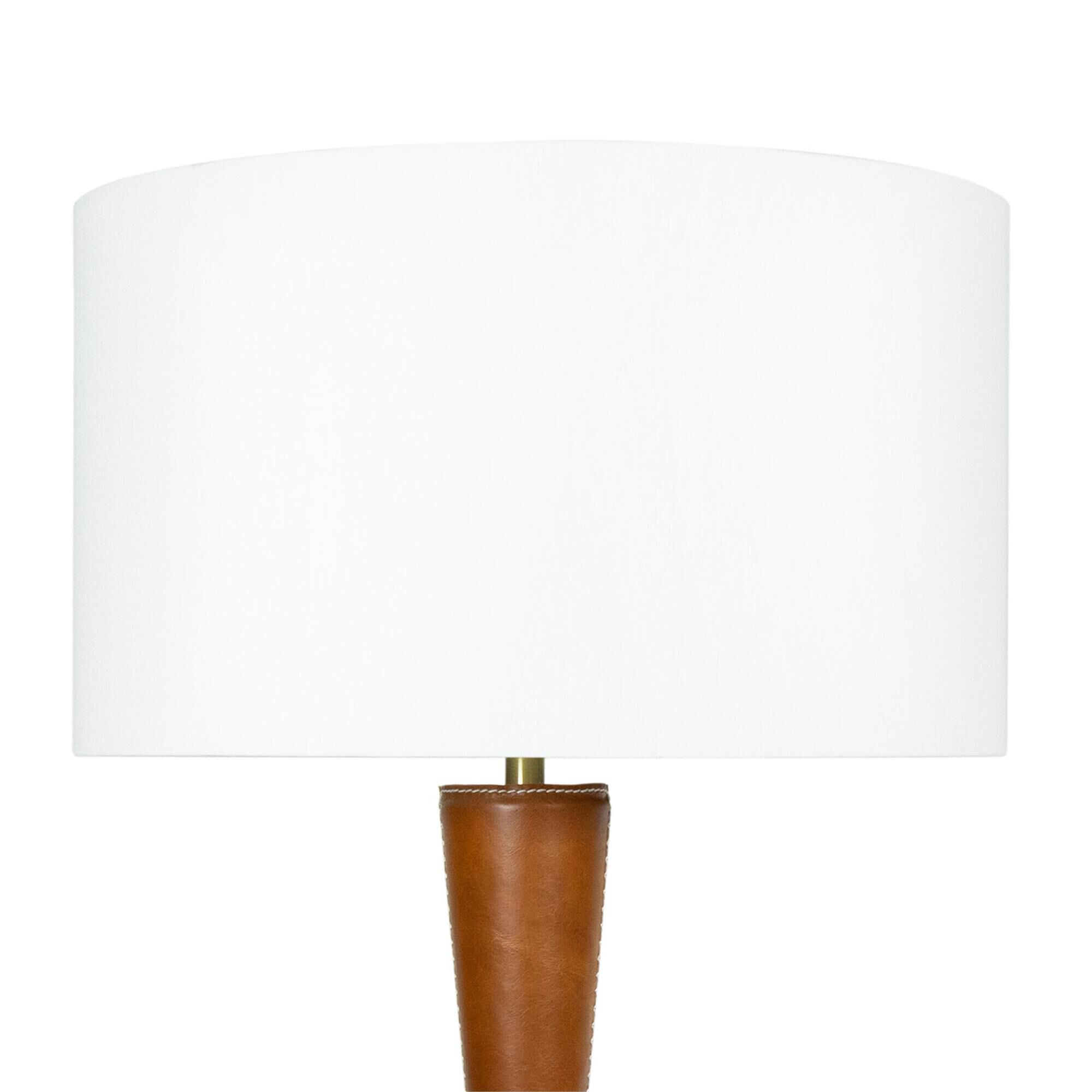 Shown in Brown finish and Linen shade