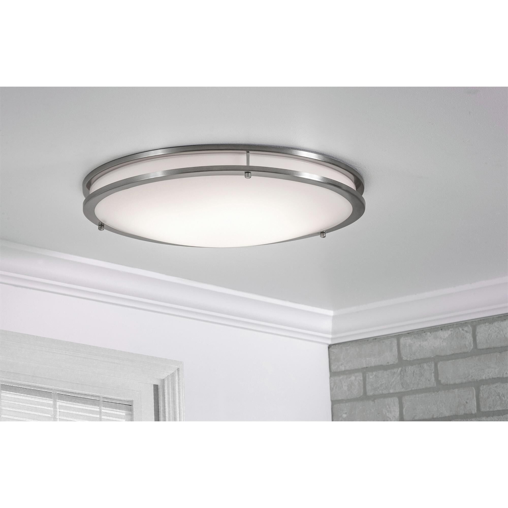 Shown in Satin Nickel finish and White shade
