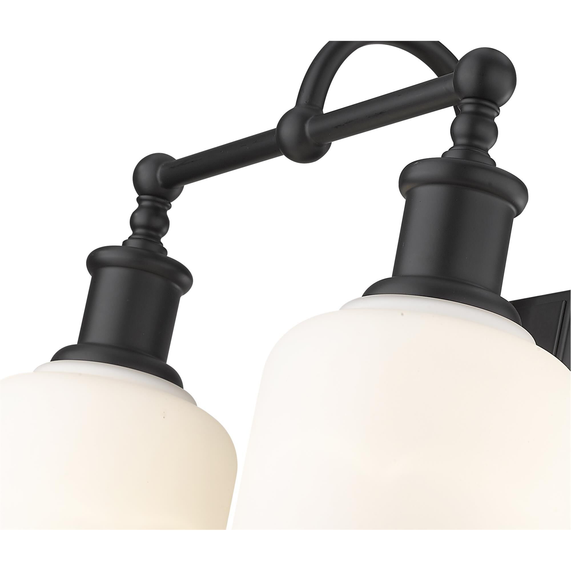 Shown in Matte Black finish and Glass shade
