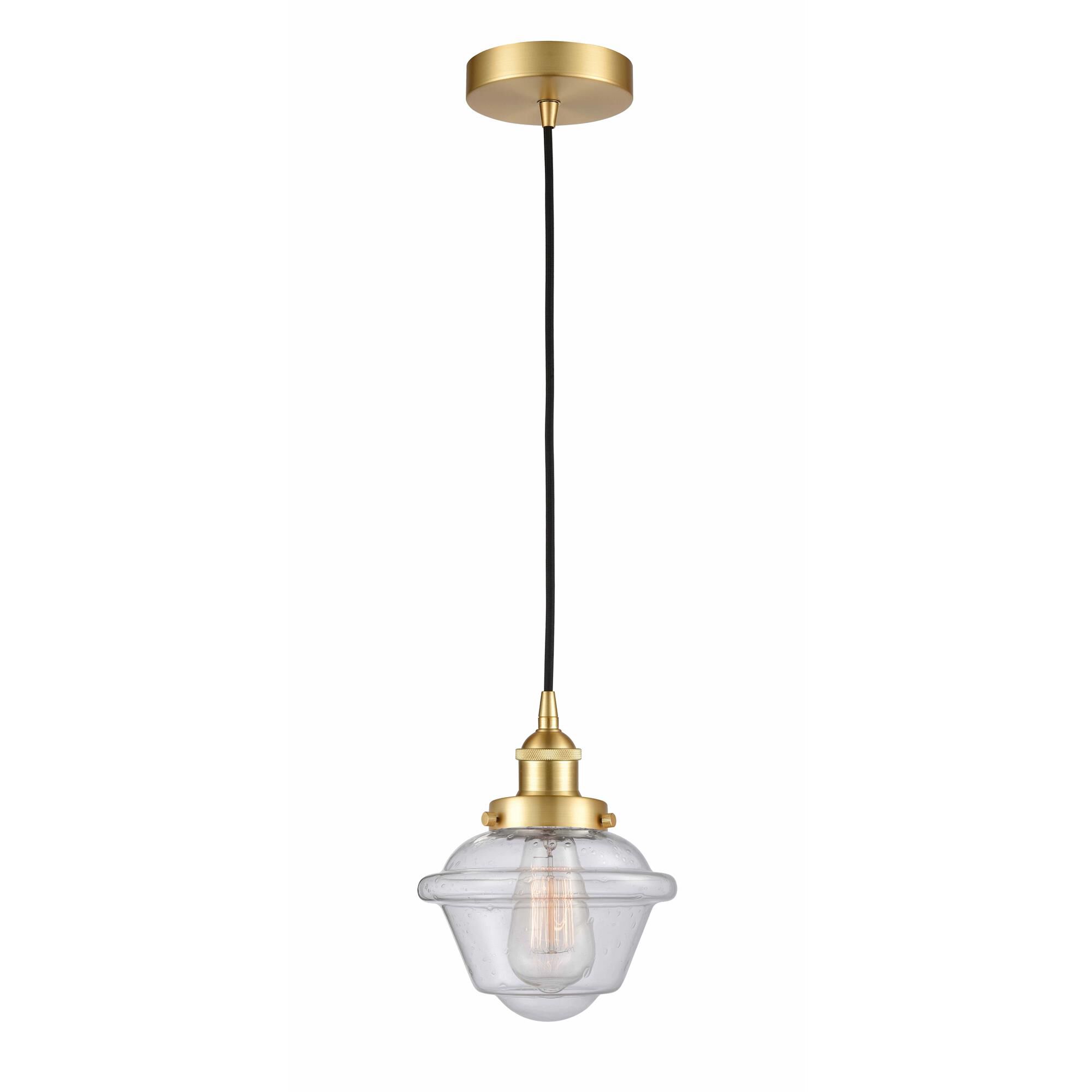 Shown in Satin Gold finish and Seedy Small Oxford glass