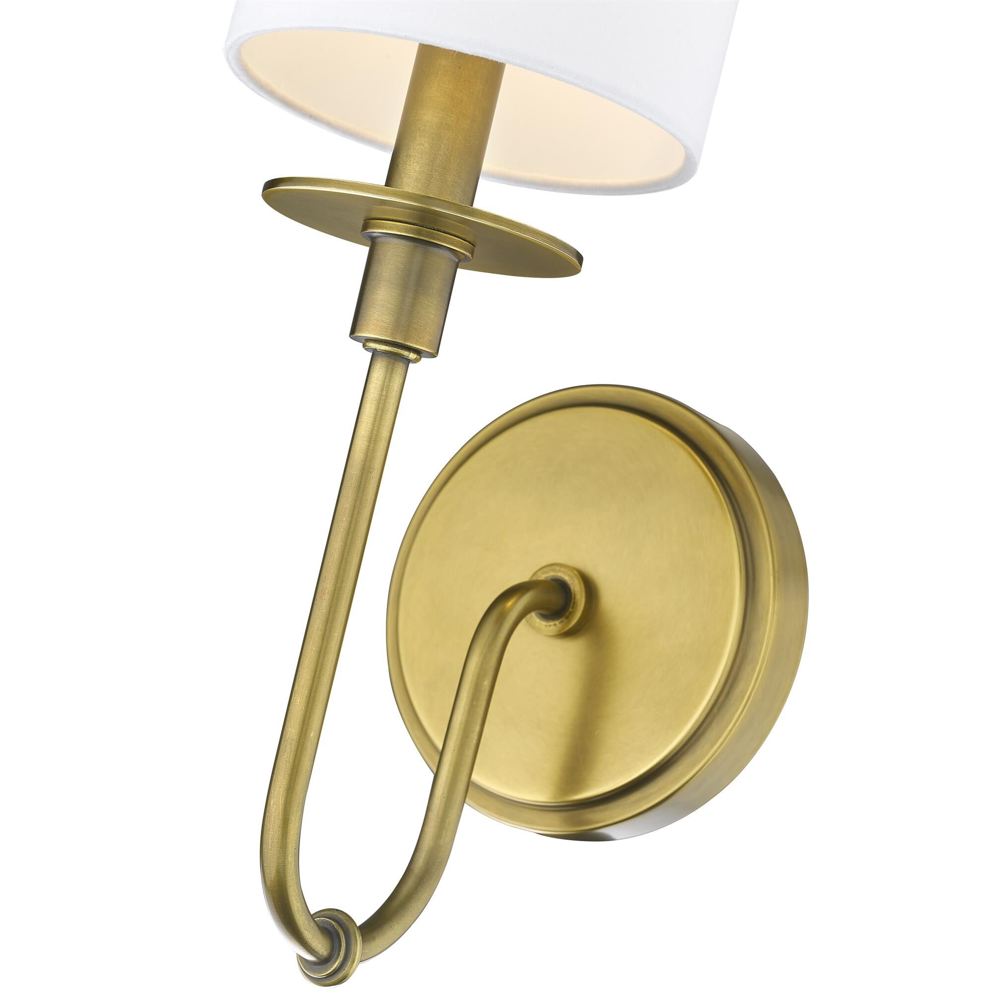 Shown in Rubbed Brass finish and Fabric glass and Fabric shade