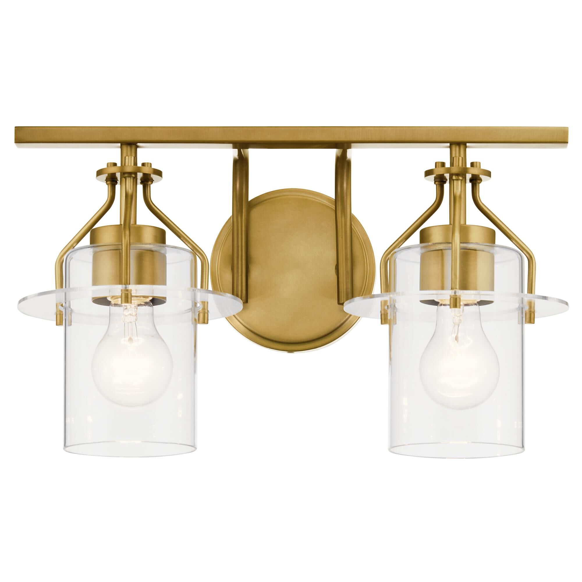 Shown in Brushed Brass finish and Clear glass