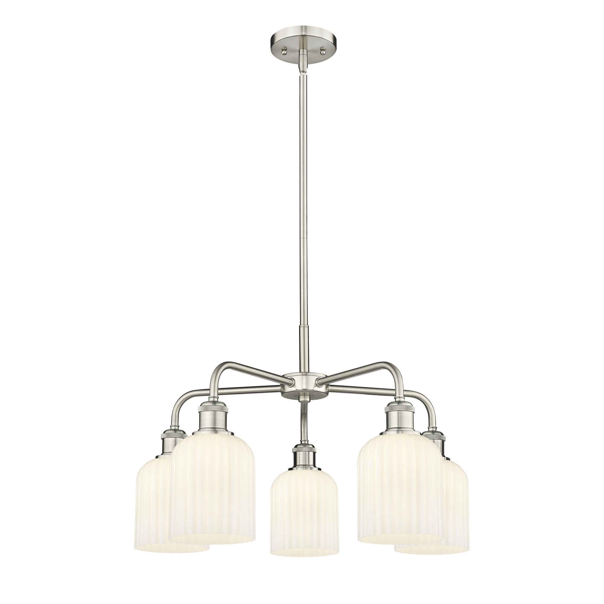 Shown in Satin Nickel finish and Gloss White shade