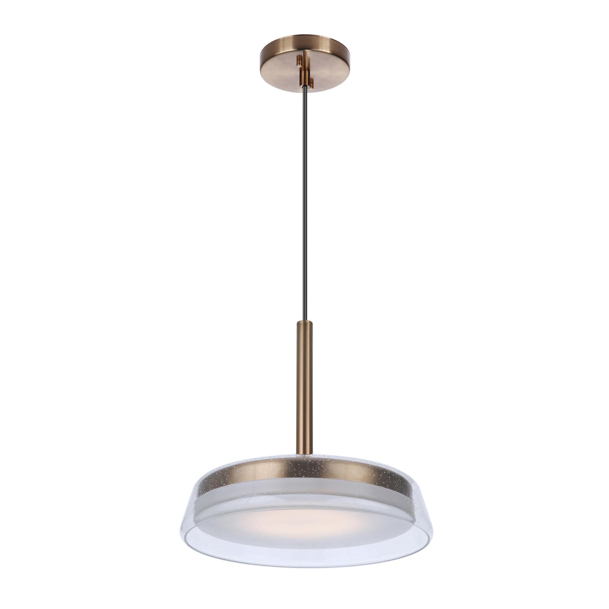 Shown in Satin Brass finish and Clear Seeded glass and Glass shade