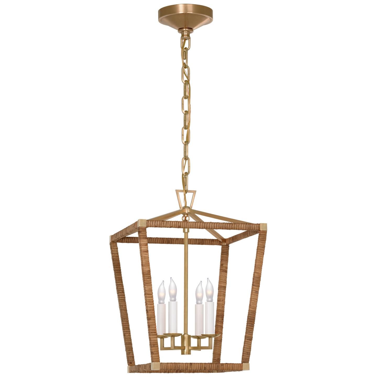 Shown in Antique-Burnished Brass and Natural Rattan finish