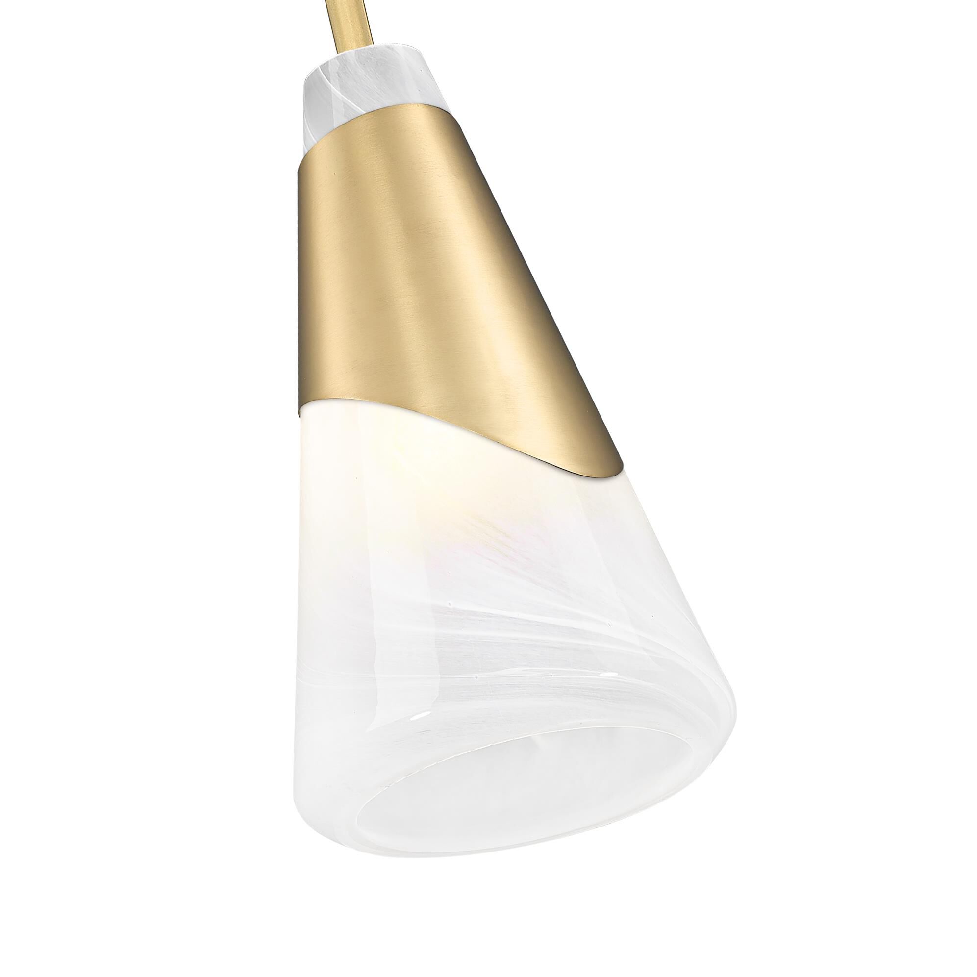 Shown in Modern Gold finish and White Swirl glass and White Swirl shade