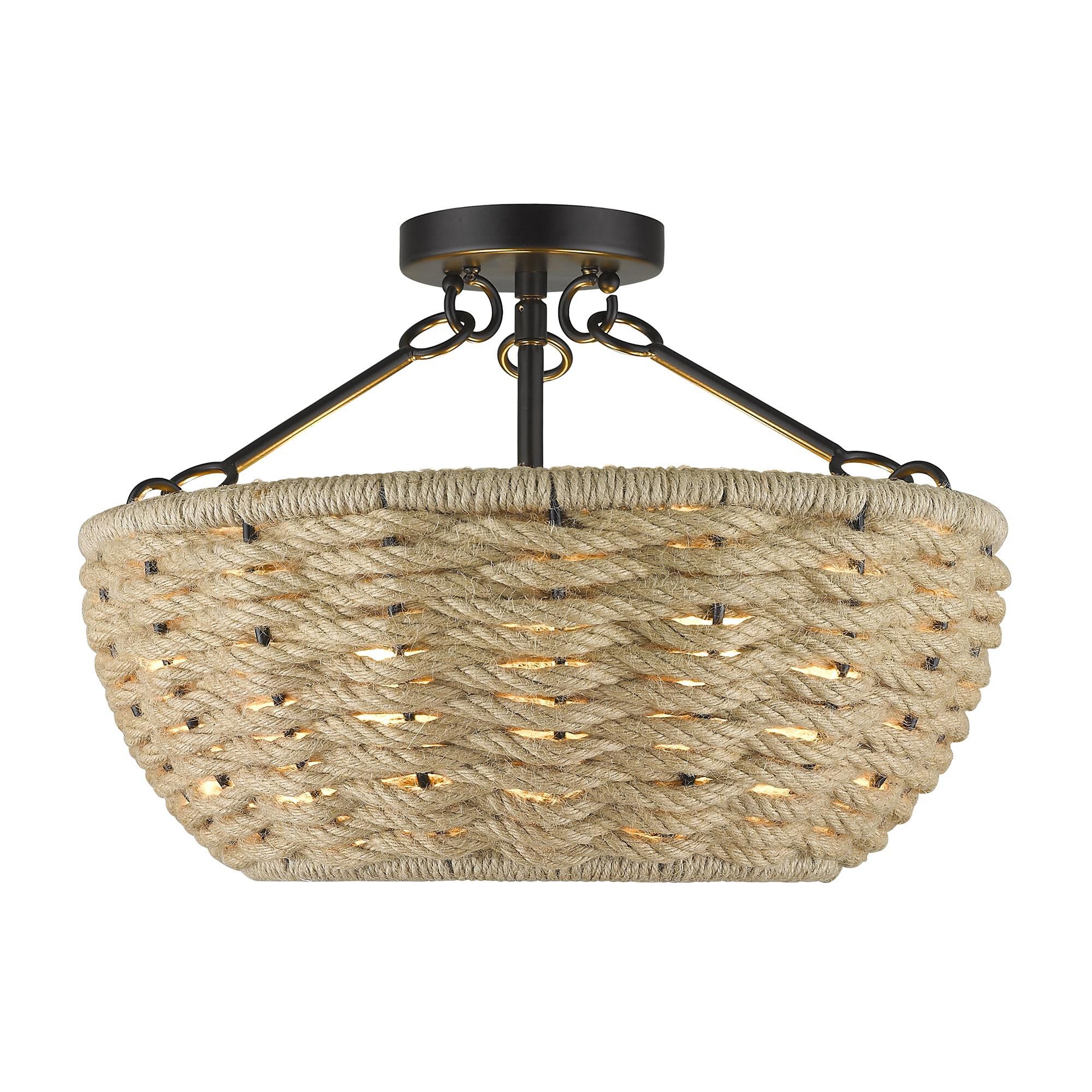 Hathaway 16 Inch 3 Light Semi Flush Mount by Golden Lighting