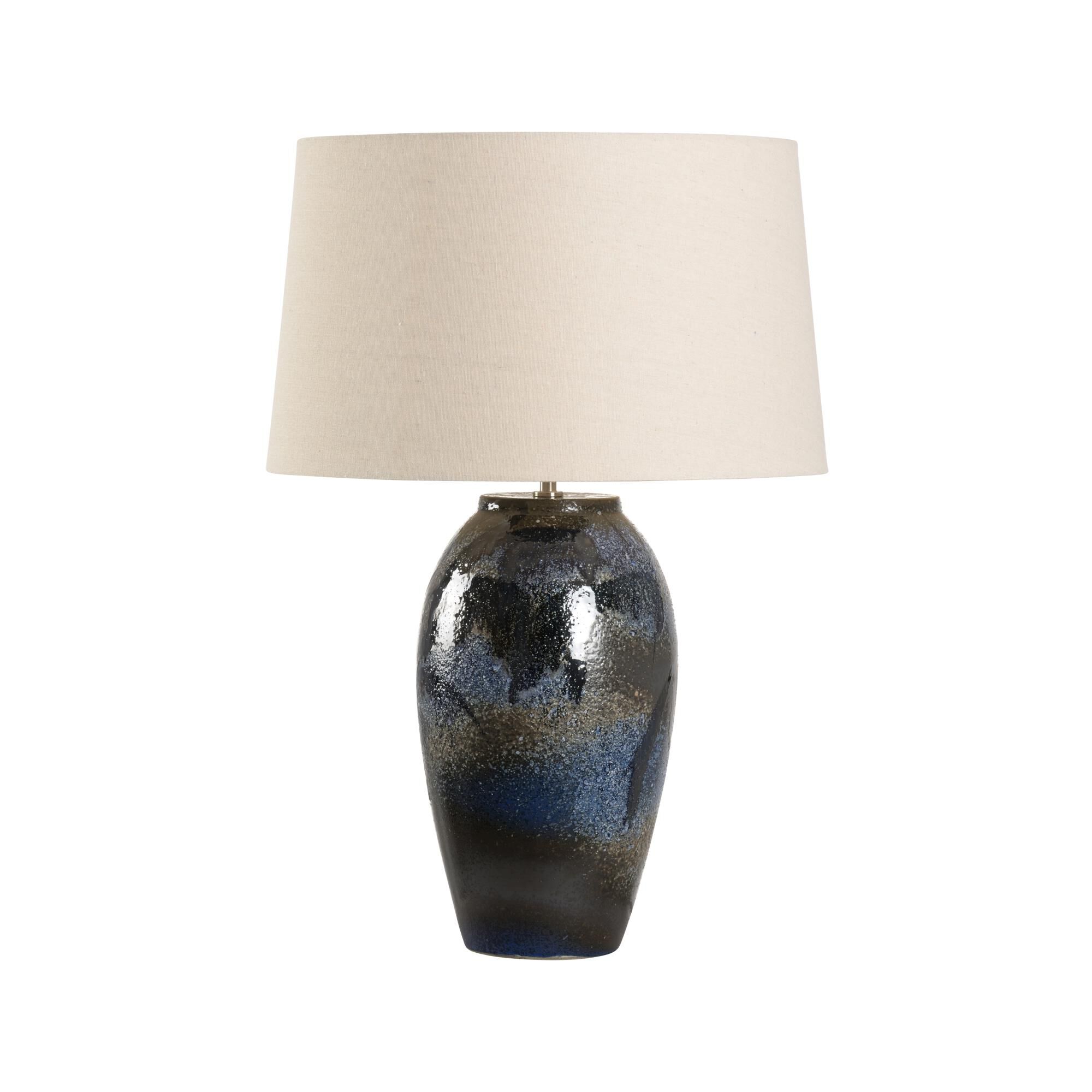 Shown in Blue finish and Linen shade