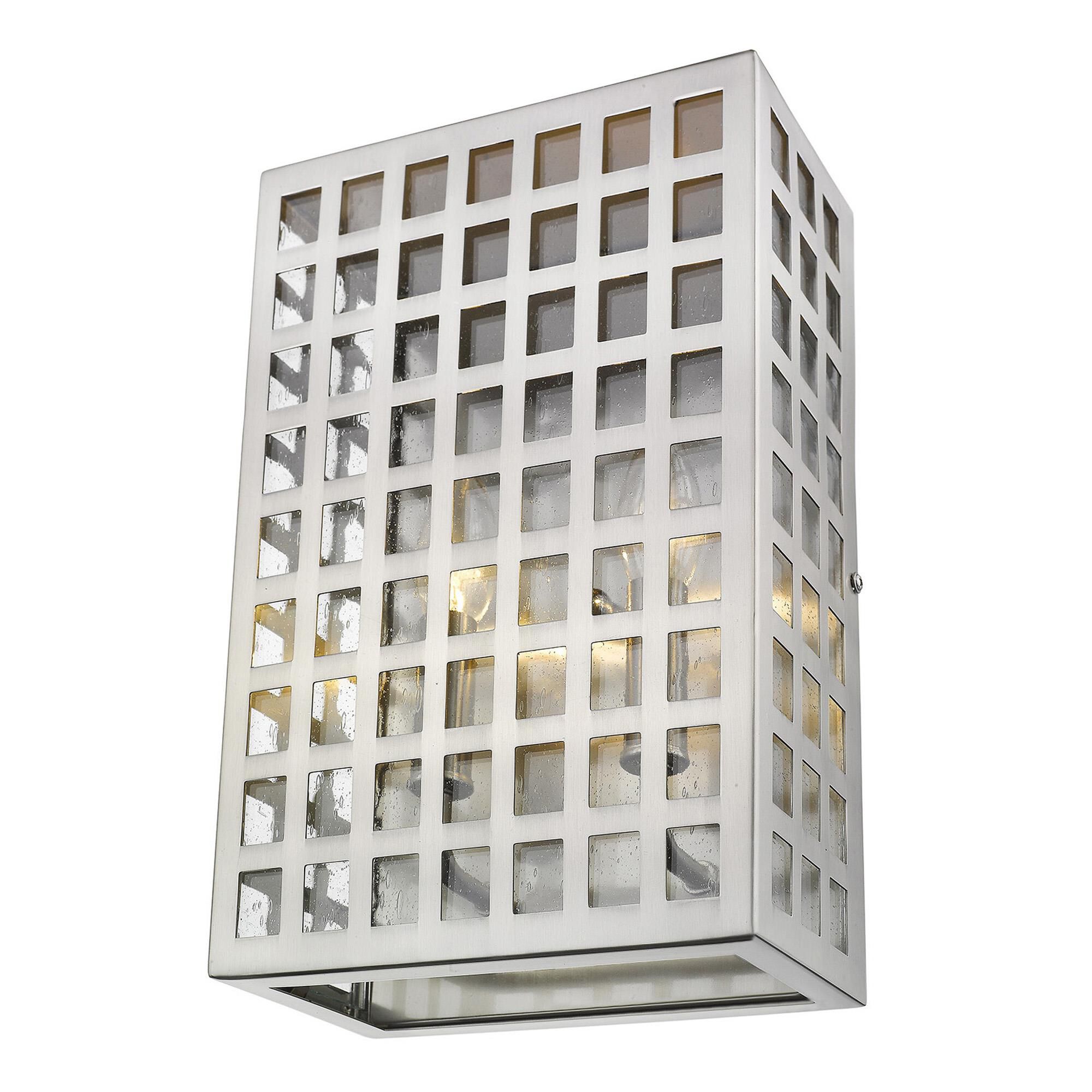 Shown in Satin Nickel finish and Clear glass and Clear, Seedy Glass Panes shade