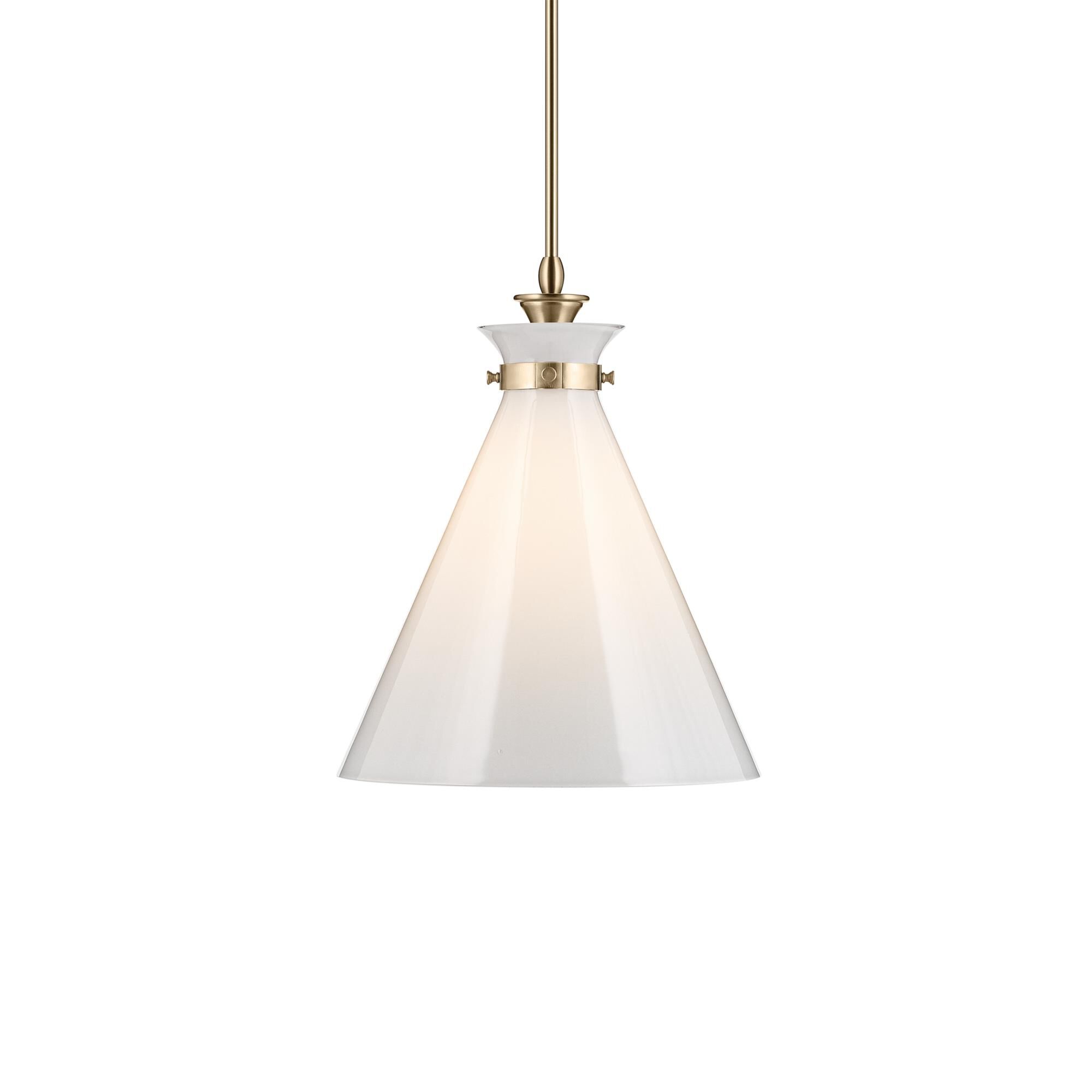 Shown in Champagne Bronze finish and Opal glass