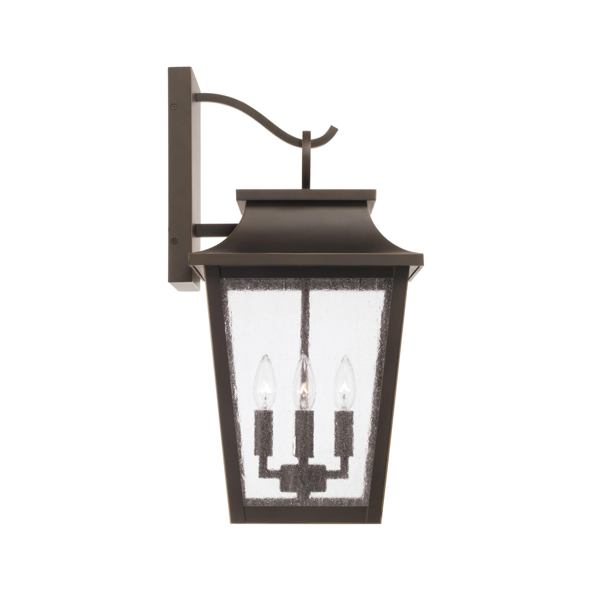 Shown in Oiled Bronze finish and Antiqued glass