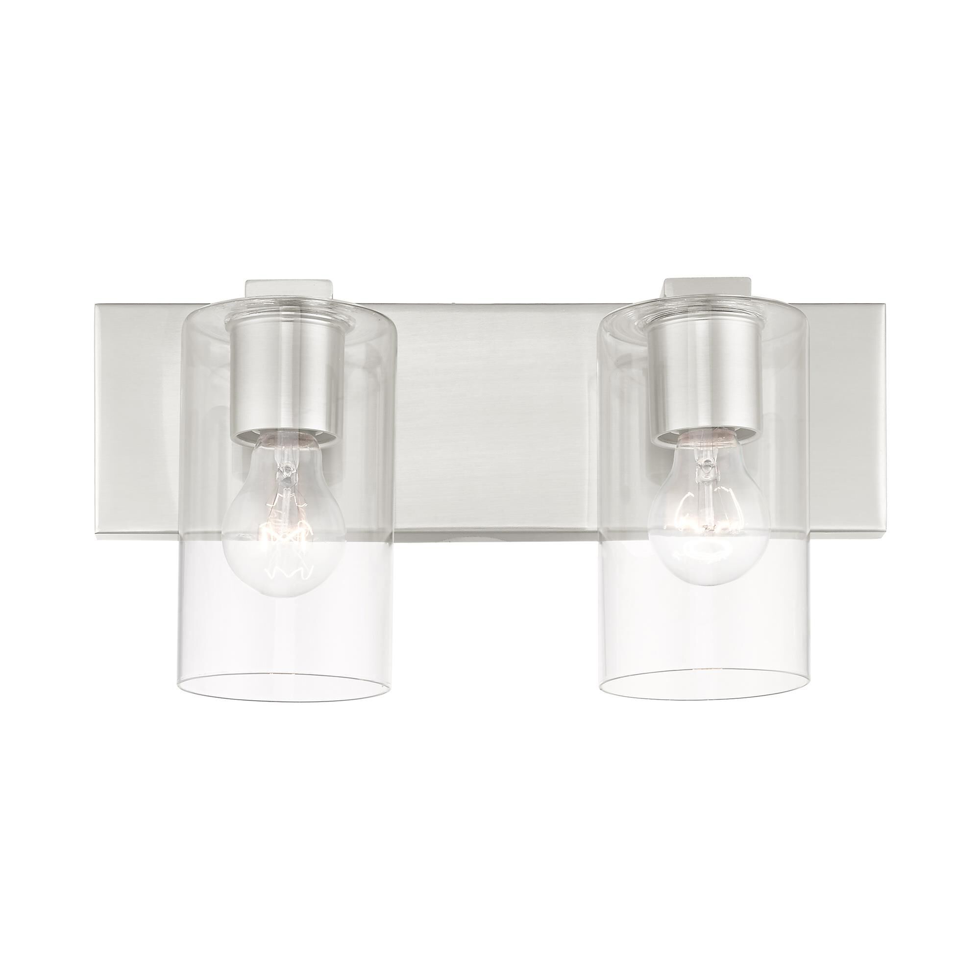 Shown in Brushed Nickel finish and Clear glass and Clear Glass shade