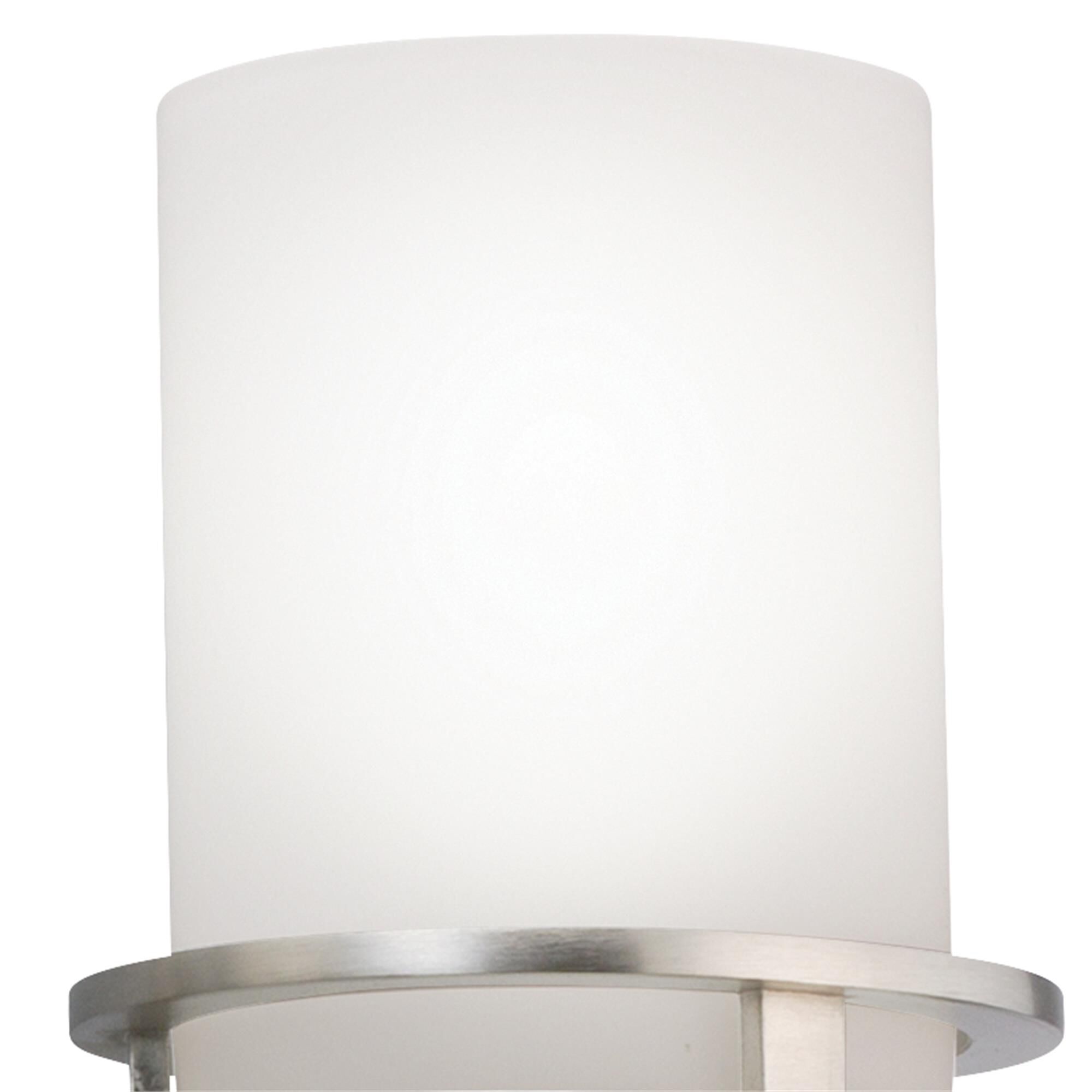 Shown in Brushed Nickel finish and Satin Etched Cased Opal glass
