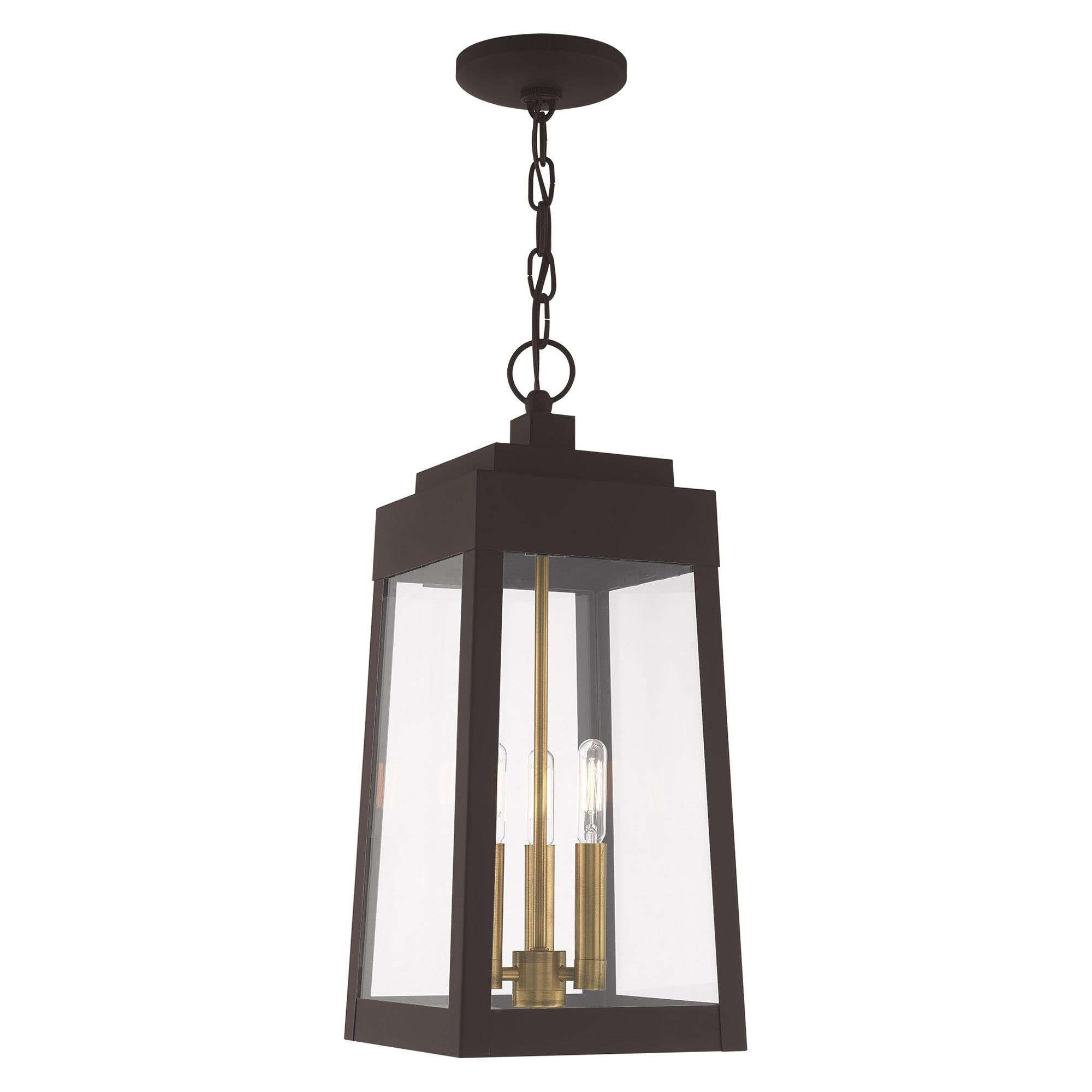 Shown in Bronze finish and Clear glass